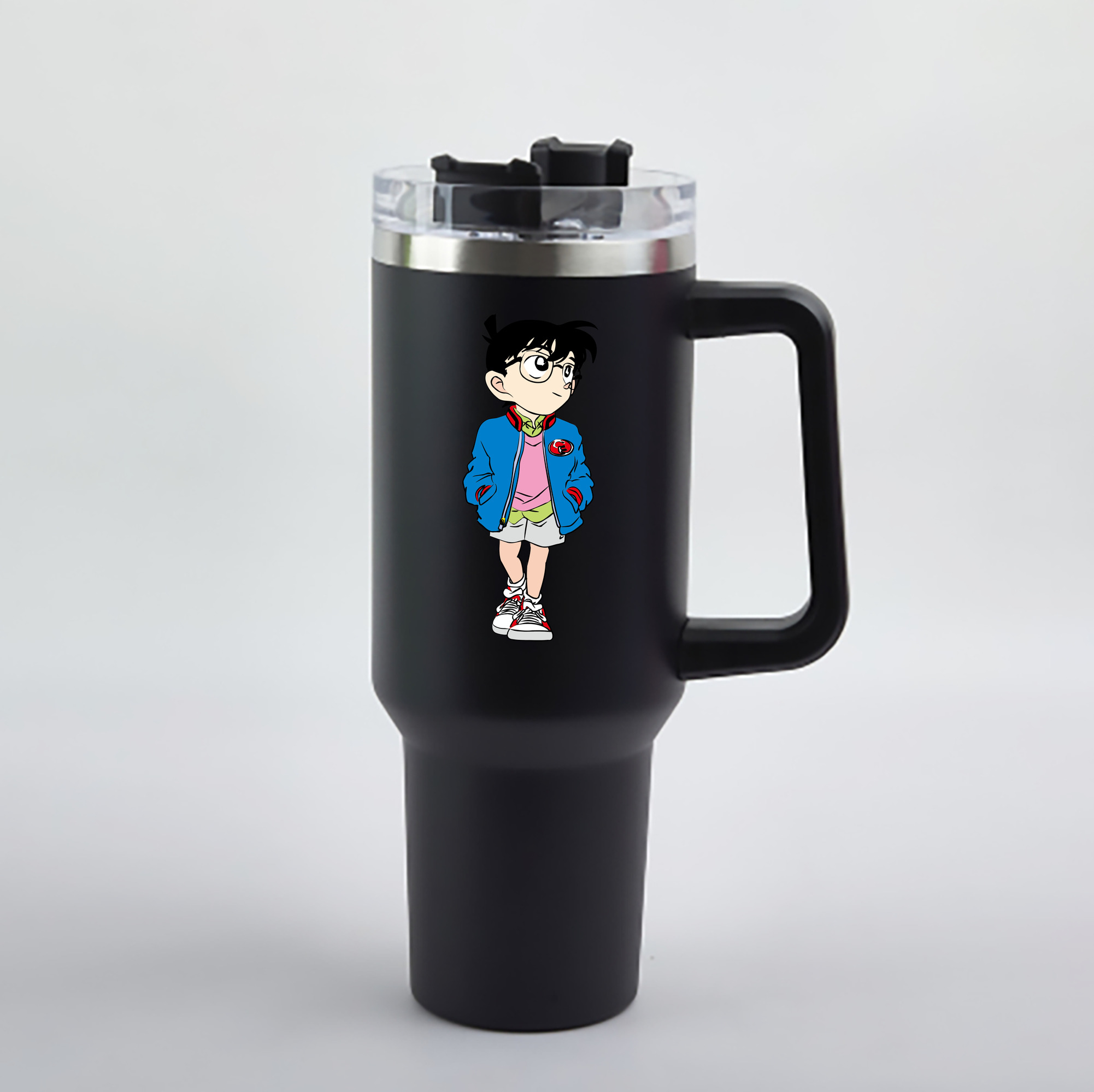 （画像用） 名探偵コナン 江戸川 コナン Detective Conan Conan Edogawa 1200mL車用タンブラー - クリスタルステッカー（プラスチックストロー付き）