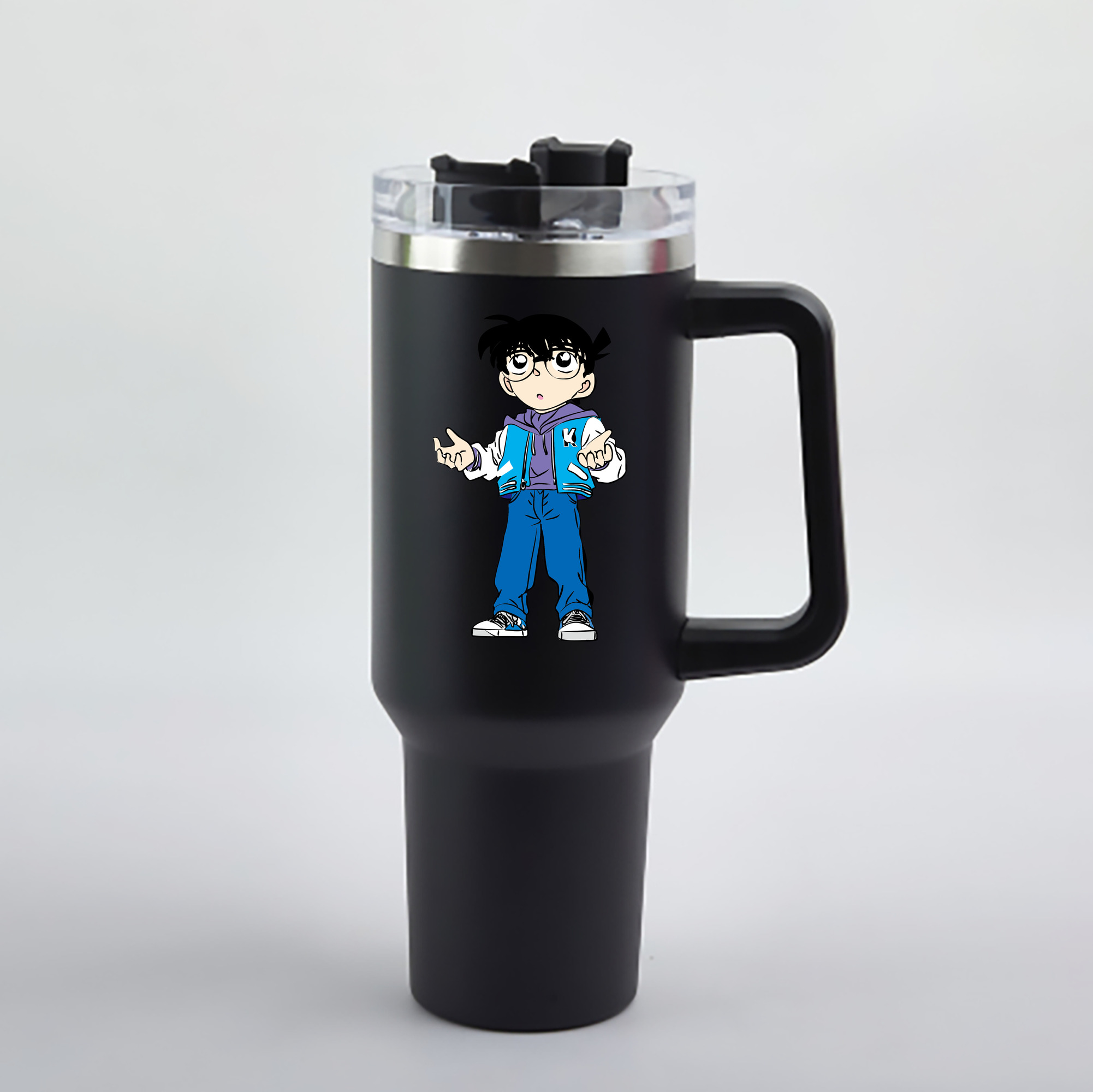 （画像用） 名探偵コナン 江戸川 コナン Detective Conan Conan Edogawa 1200mL車用タンブラー - クリスタルステッカー（プラスチックストロー付き）