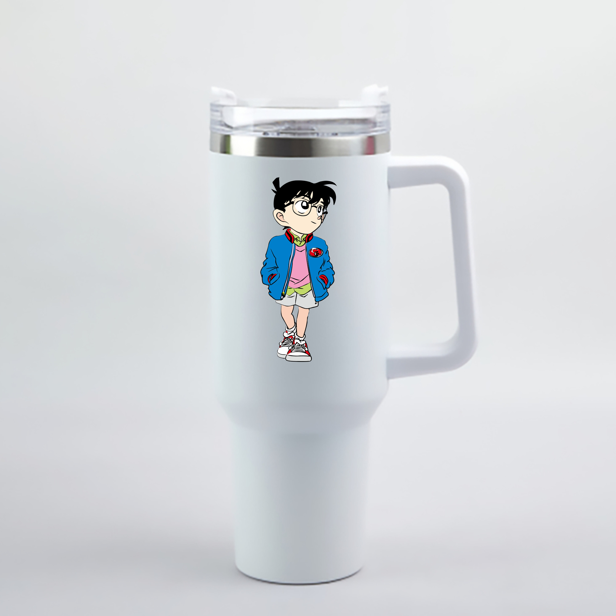 （画像用） 名探偵コナン 江戸川 コナン Detective Conan Conan Edogawa 1200mL車用タンブラー - クリスタルステッカー（プラスチックストロー付き）