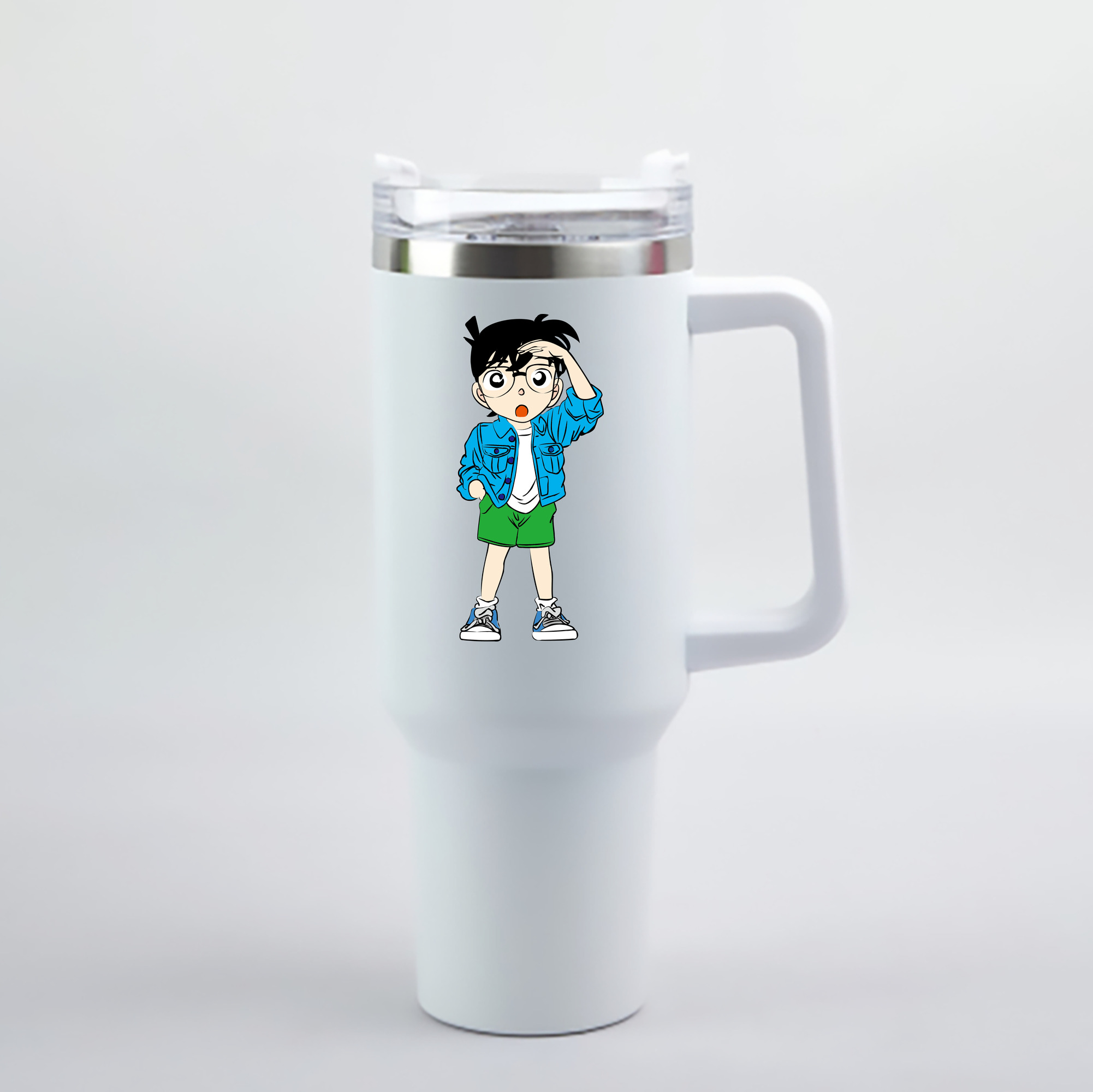 （画像用） 名探偵コナン 江戸川 コナン Detective Conan Conan Edogawa 1200mL車用タンブラー - クリスタルステッカー（プラスチックストロー付き）