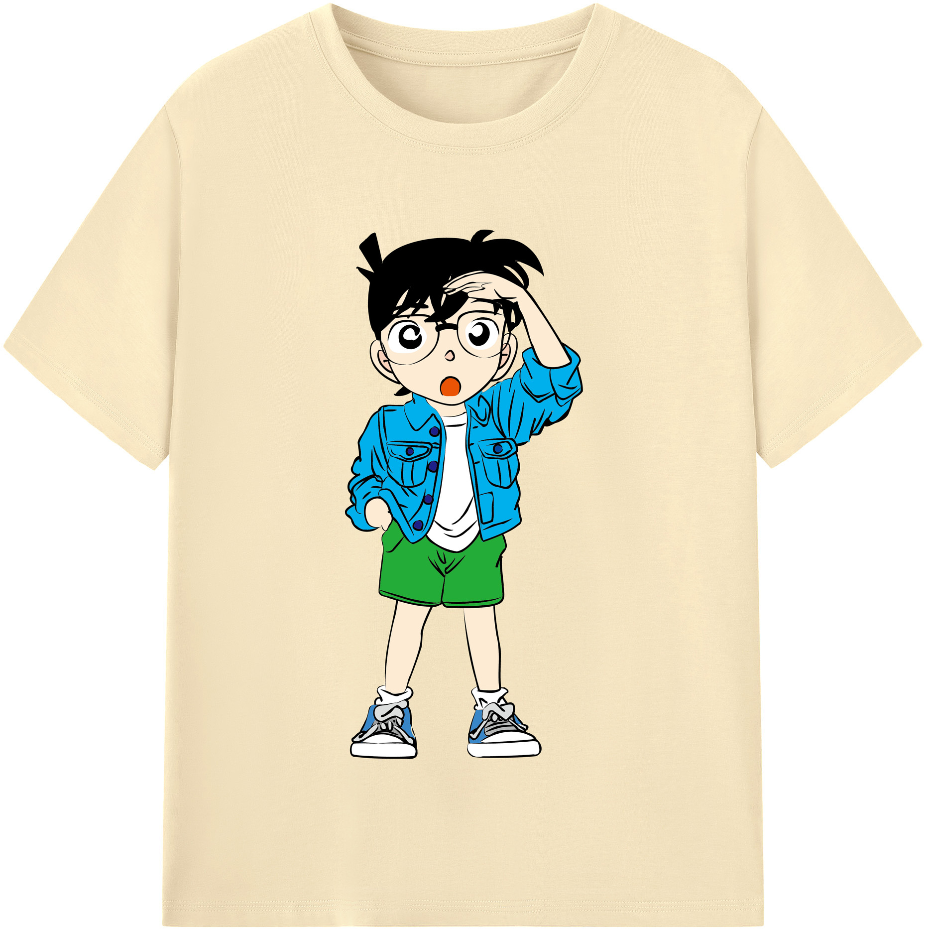 （画像用） 名探偵コナン 江戸川 コナン Detective Conan Conan Edogawa 綿100％半袖Tシャツ（フロントプリント）