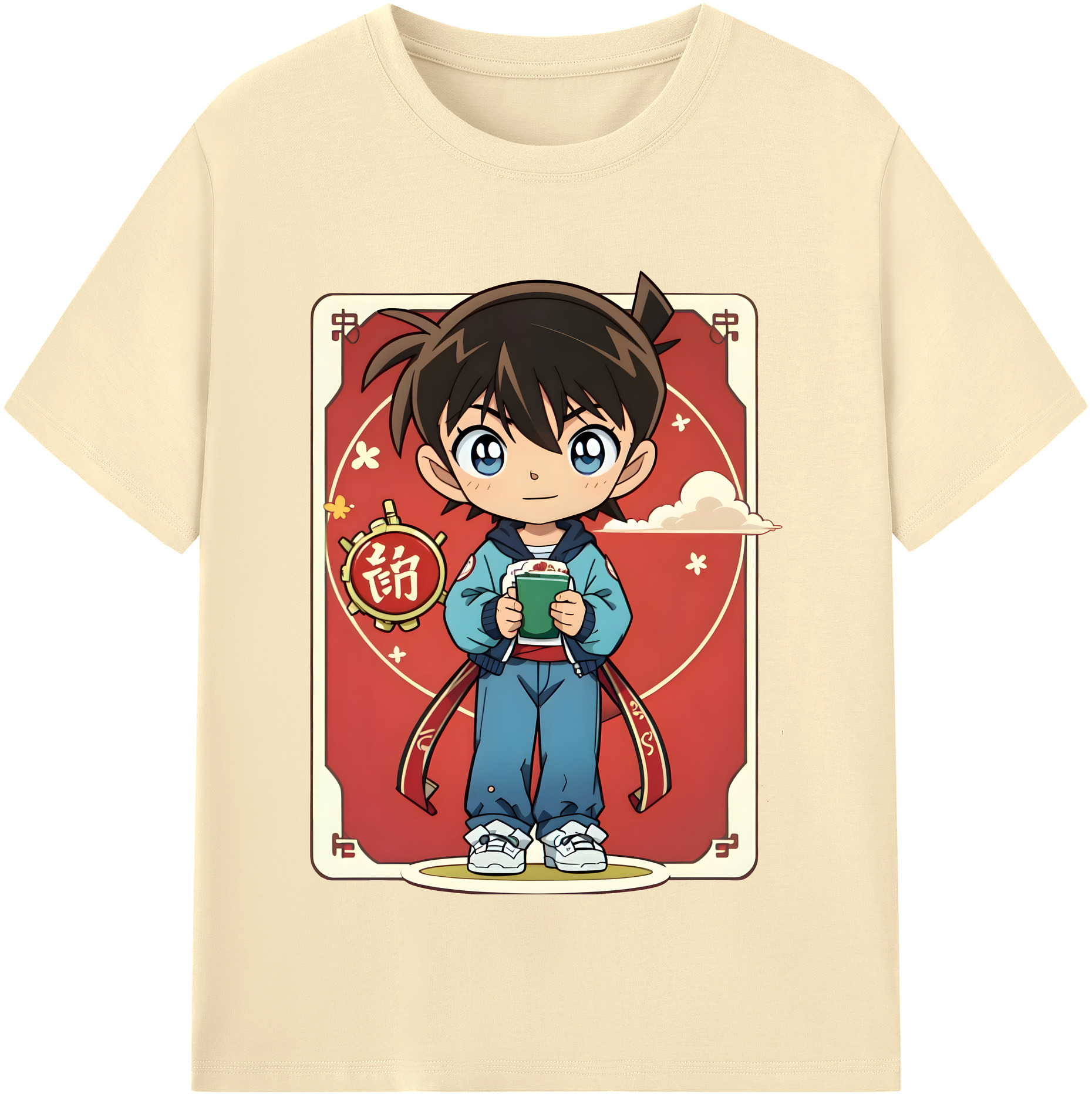 （画像用） 名探偵コナン 江戸川 コナン Detective Conan Conan Edogawa 綿100％半袖Tシャツ（フロントプリント）