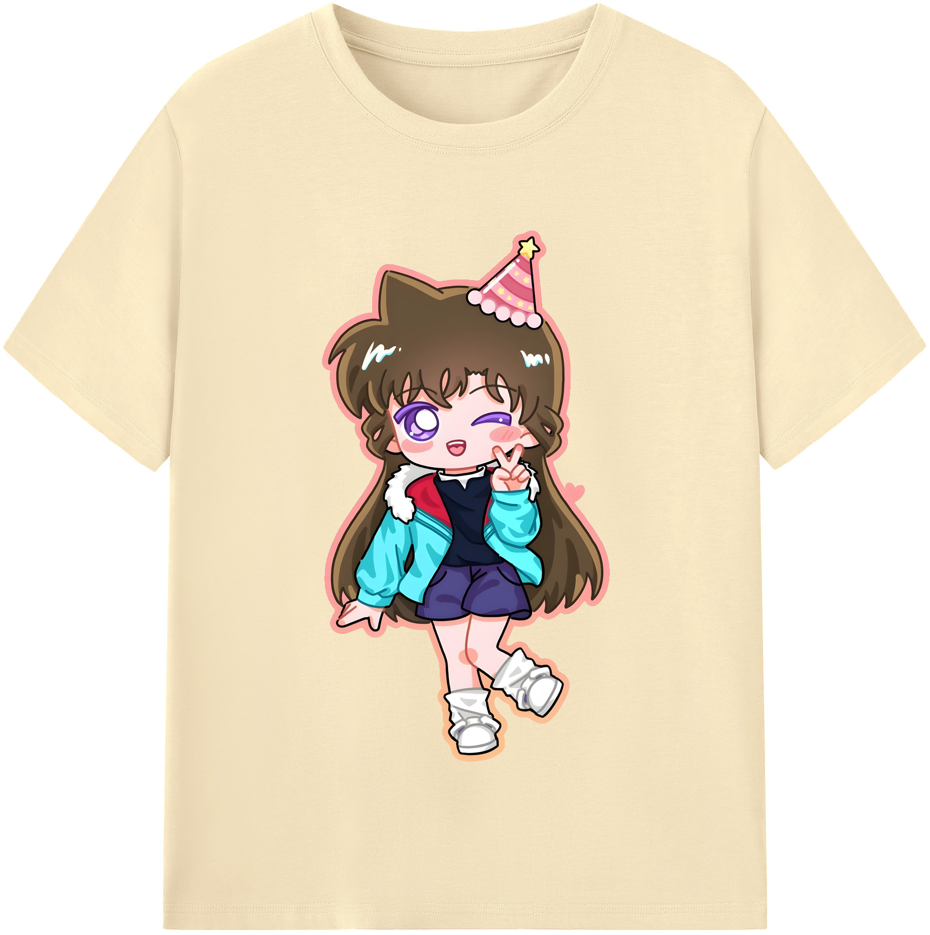 （画像用） 名探偵コナン 毛利 蘭 もうり らん、モーリ ラン Detective Conan Rachel Moore 綿100％半袖Tシャツ（フロントプリント）