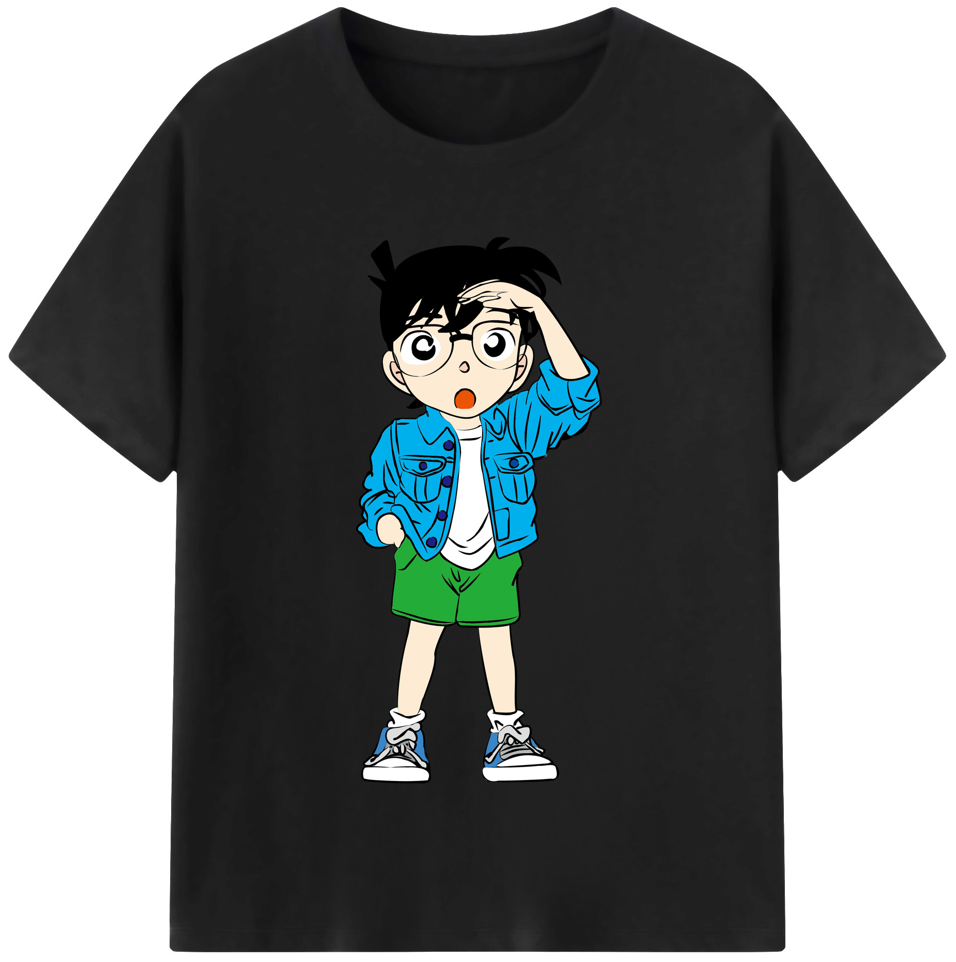 （画像用） 名探偵コナン 江戸川 コナン Detective Conan Conan Edogawa 綿100％半袖Tシャツ（フロントプリント）