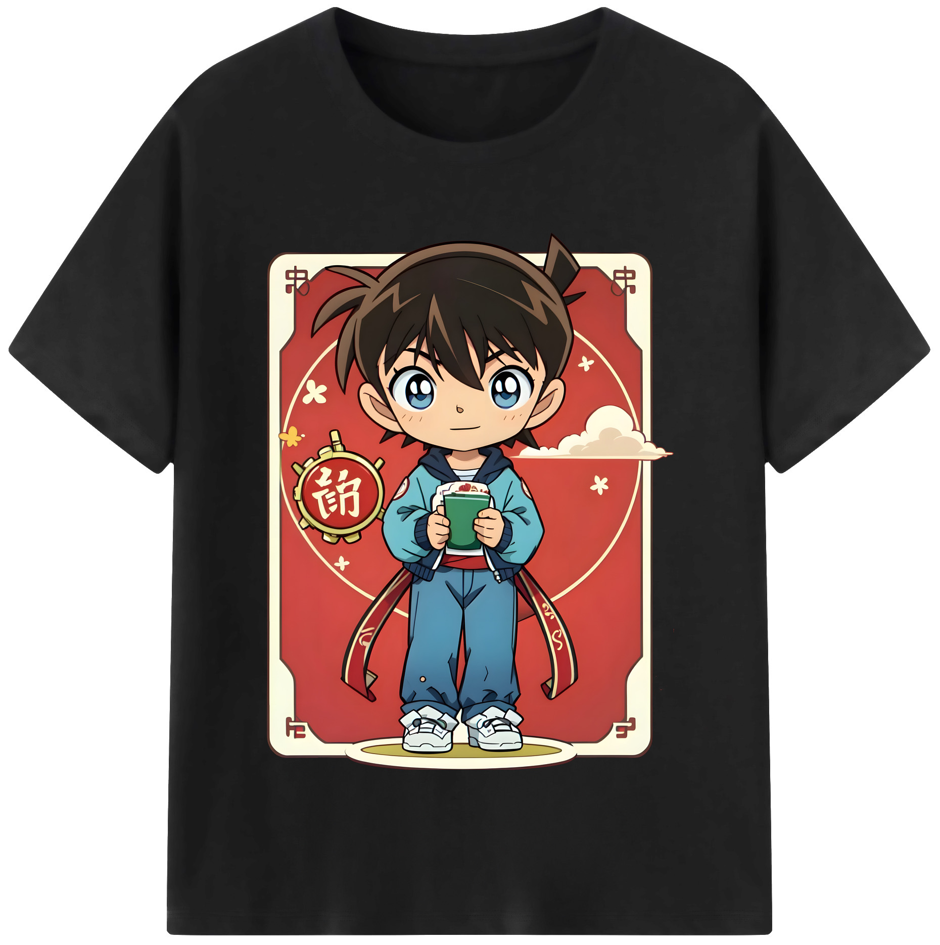 （画像用） 名探偵コナン 江戸川 コナン Detective Conan Conan Edogawa 綿100％半袖Tシャツ（フロントプリント）