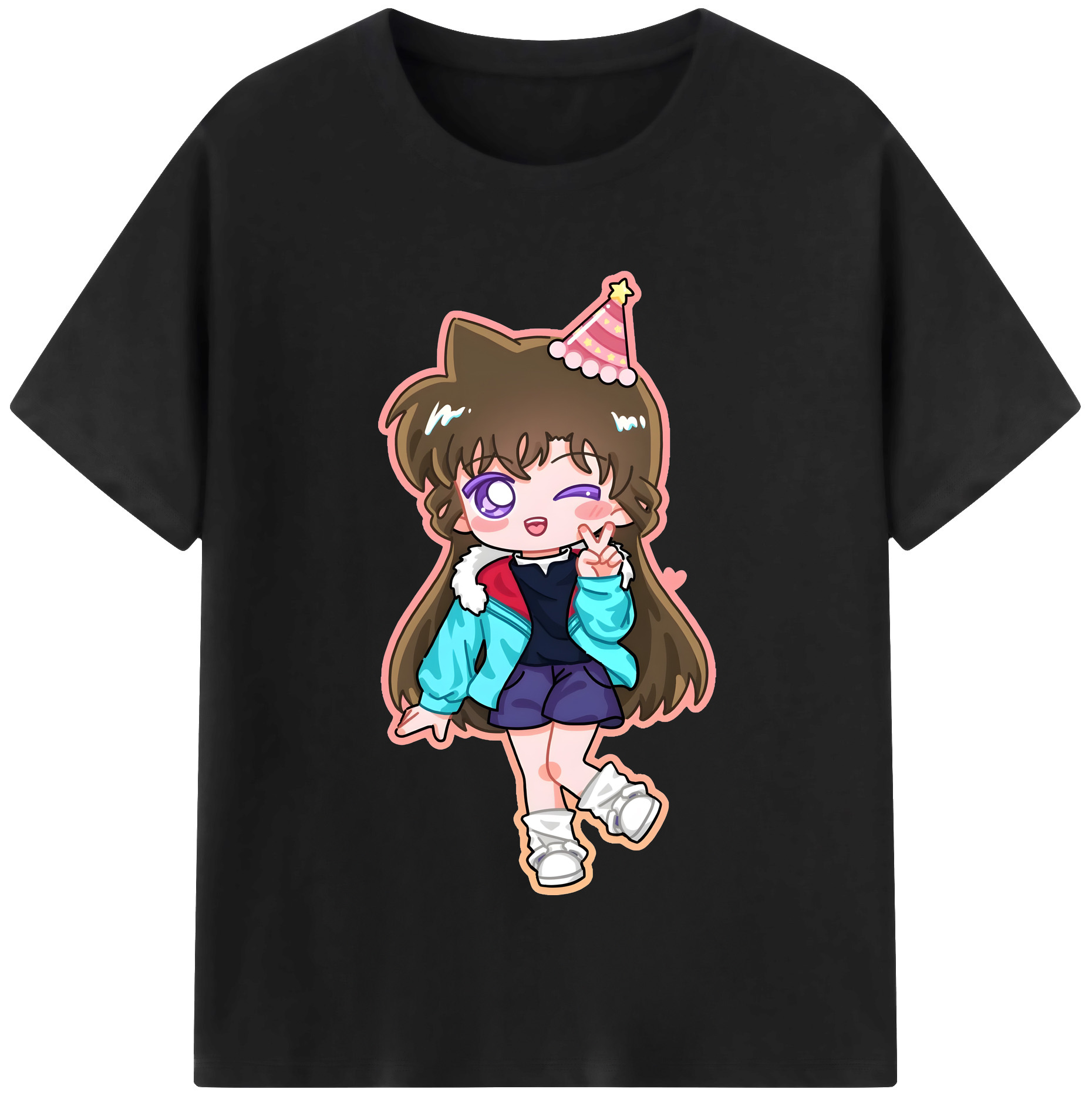 （画像用） 名探偵コナン 毛利 蘭 もうり らん、モーリ ラン Detective Conan Rachel Moore 綿100％半袖Tシャツ（フロントプリント）
