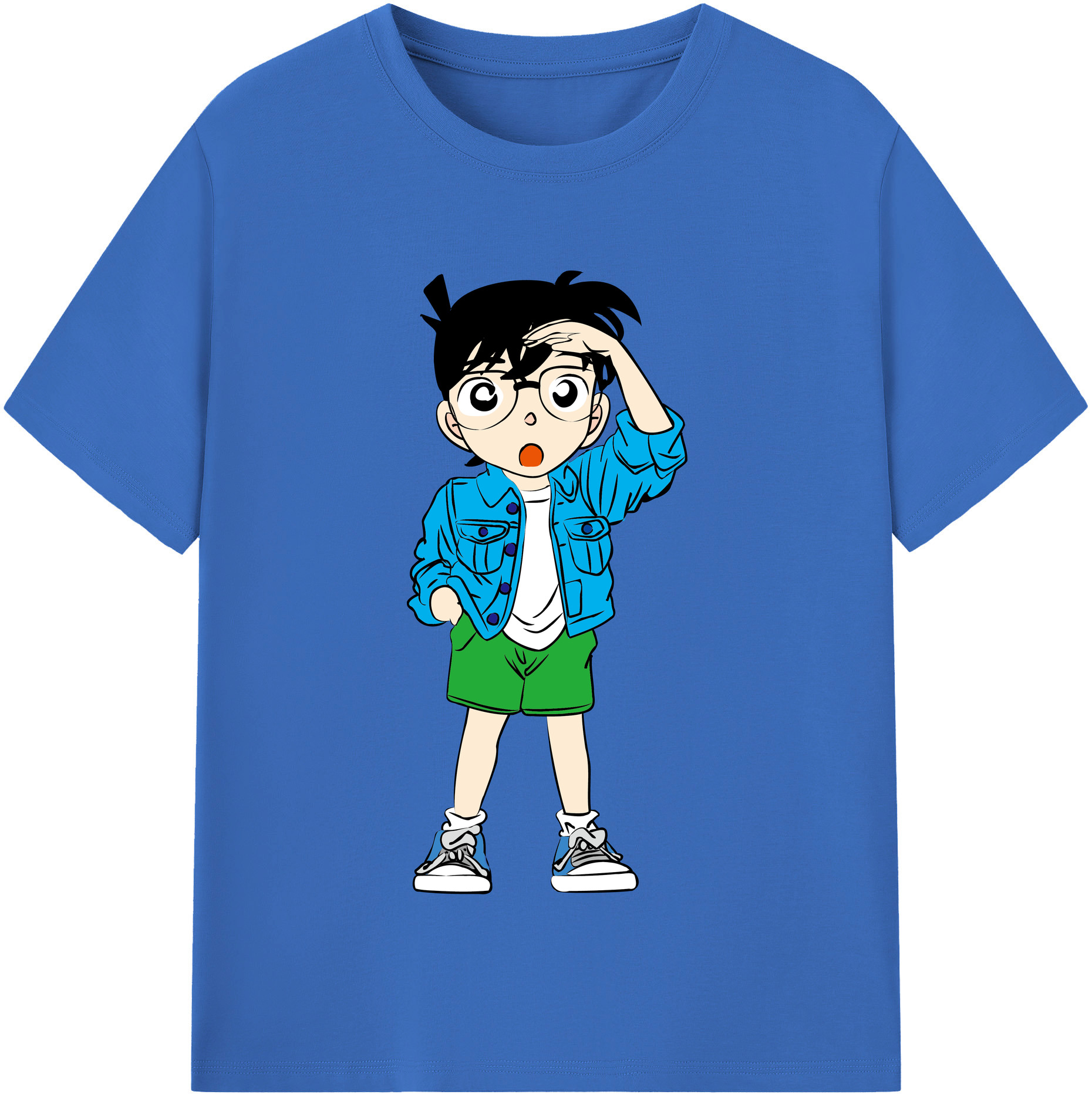 （画像用） 名探偵コナン 江戸川 コナン Detective Conan Conan Edogawa 綿100％半袖Tシャツ（フロントプリント）