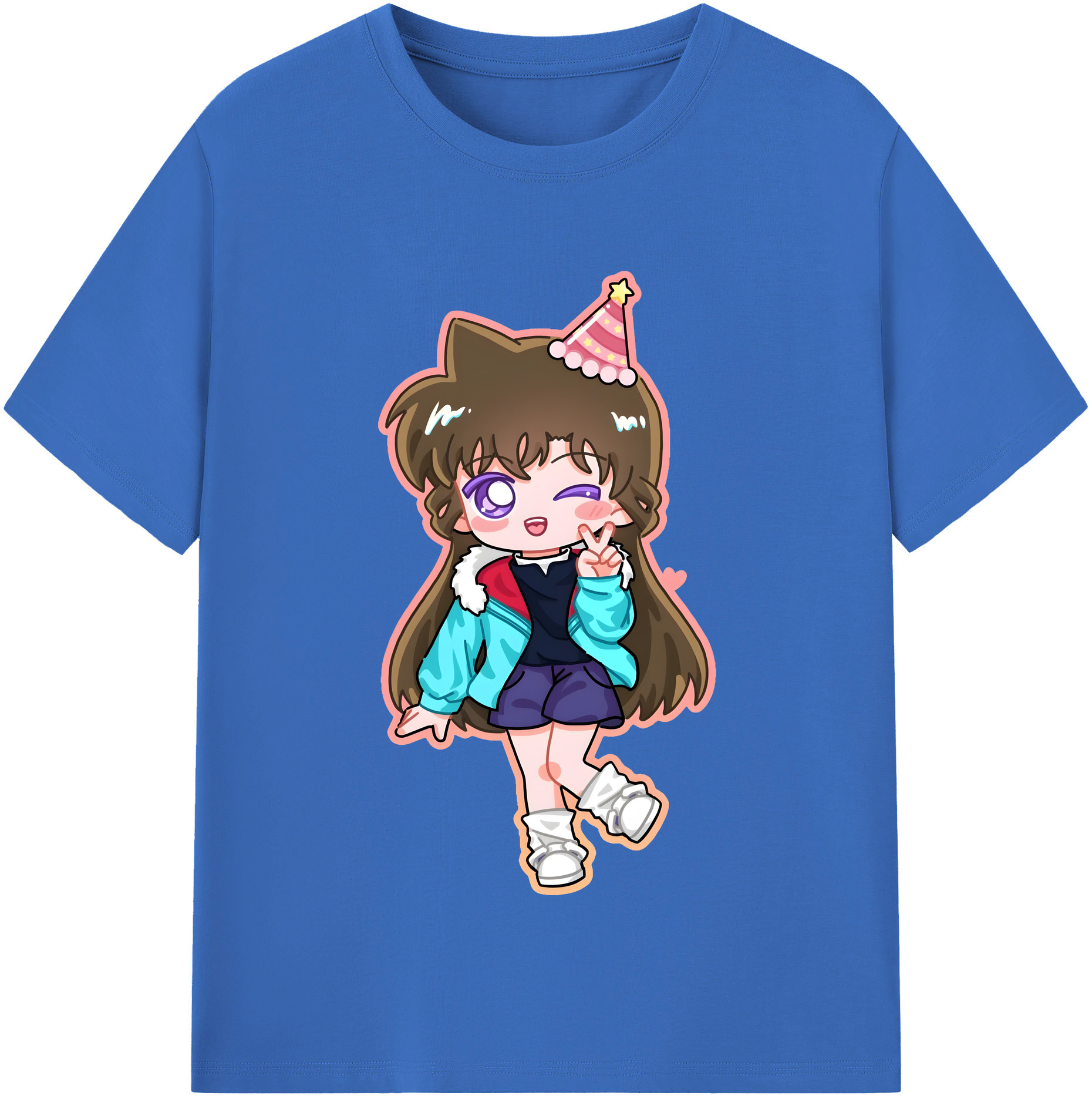 （画像用） 名探偵コナン 毛利 蘭 もうり らん、モーリ ラン Detective Conan Rachel Moore 綿100％半袖Tシャツ（フロントプリント）