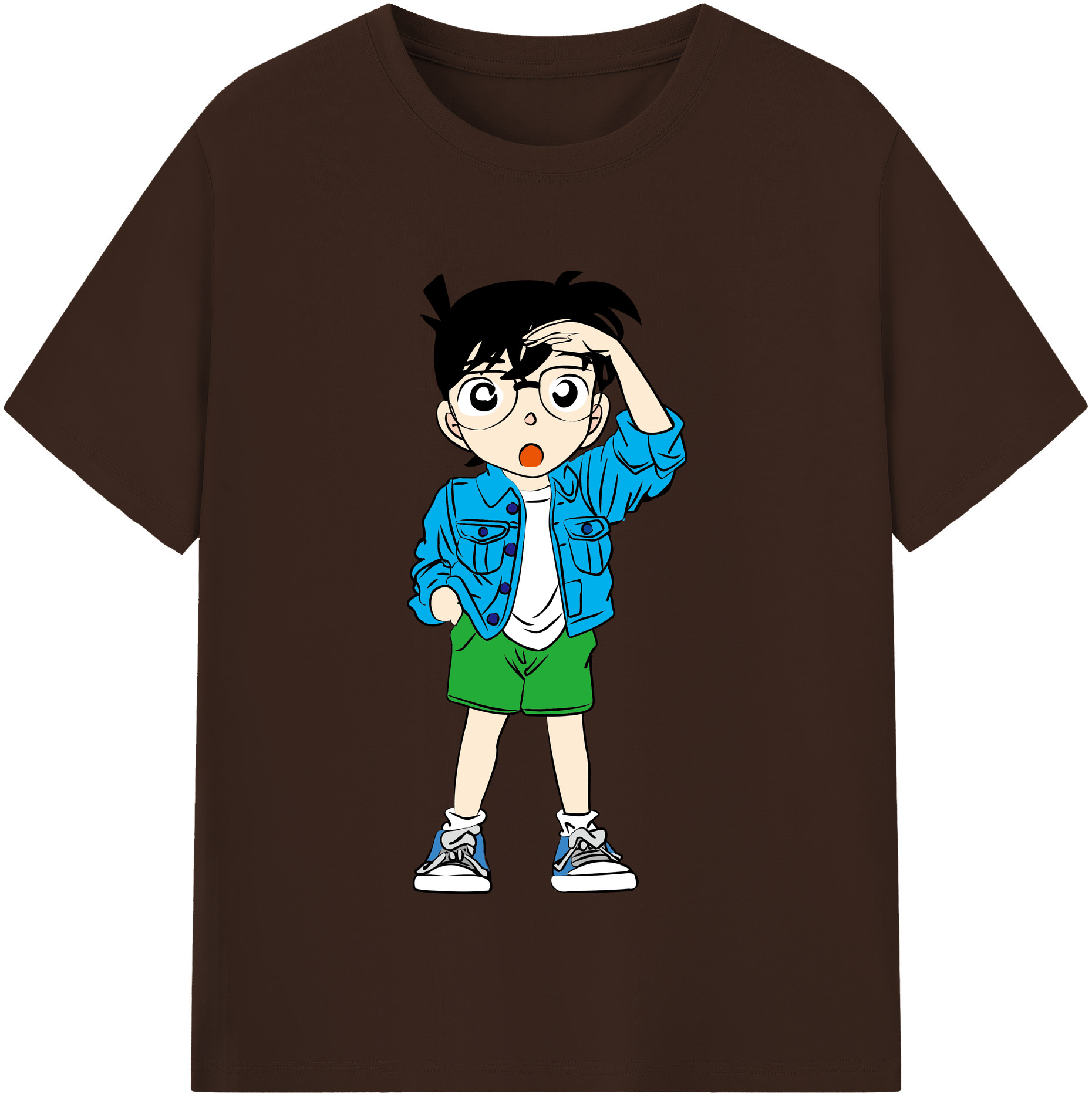 （画像用） 名探偵コナン 江戸川 コナン Detective Conan Conan Edogawa 綿100％半袖Tシャツ（フロントプリント）