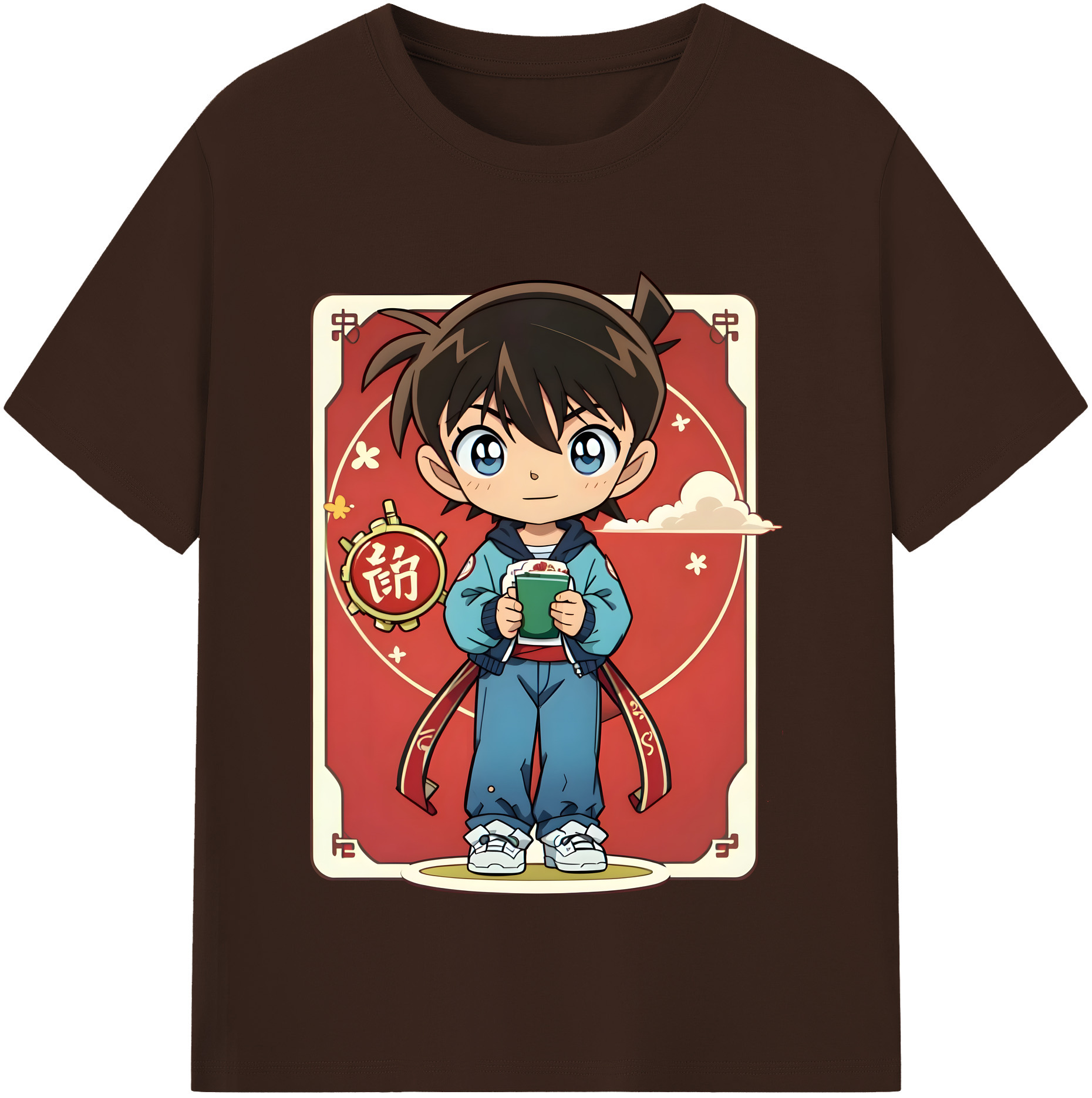 （画像用） 名探偵コナン 江戸川 コナン Detective Conan Conan Edogawa 綿100％半袖Tシャツ（フロントプリント）