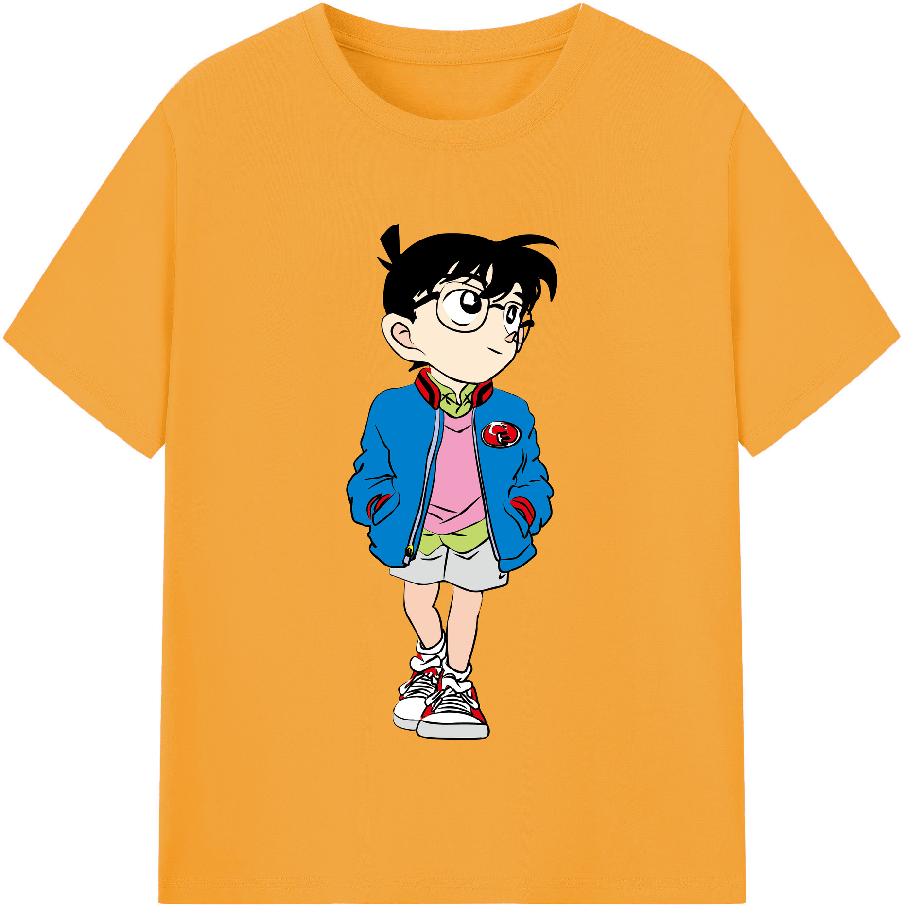 （画像用） 名探偵コナン 江戸川 コナン Detective Conan Conan Edogawa 綿100％半袖Tシャツ（フロントプリント）
