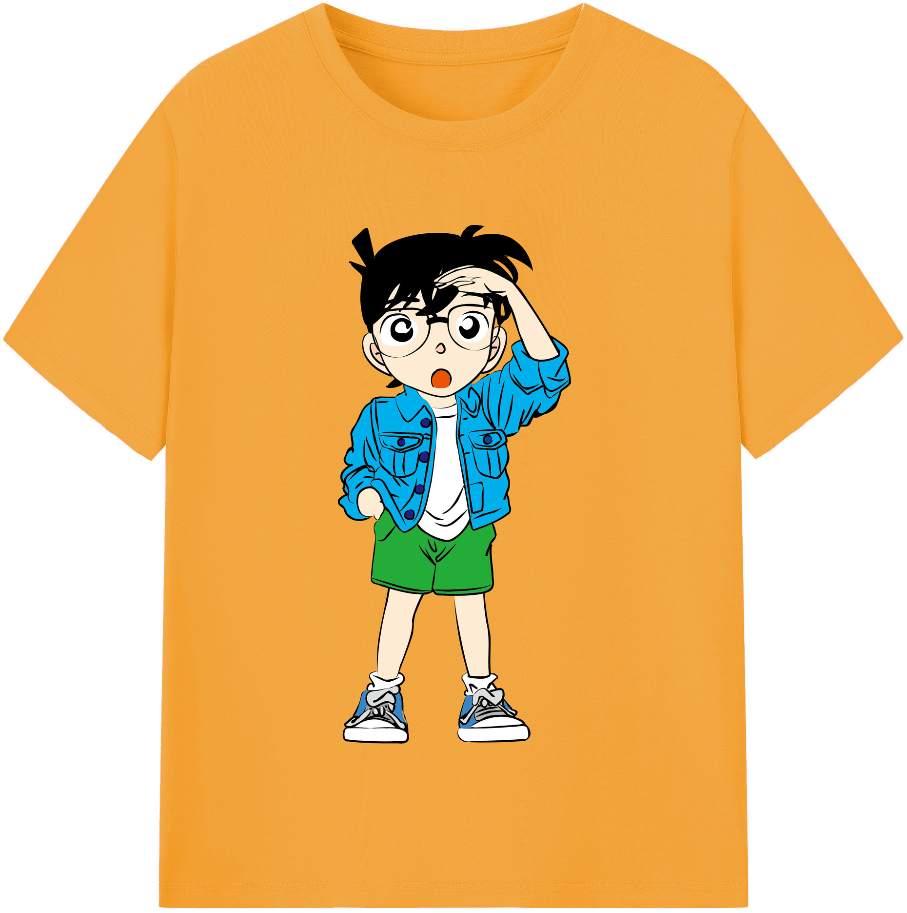 （画像用） 名探偵コナン 江戸川 コナン Detective Conan Conan Edogawa 綿100％半袖Tシャツ（フロントプリント）