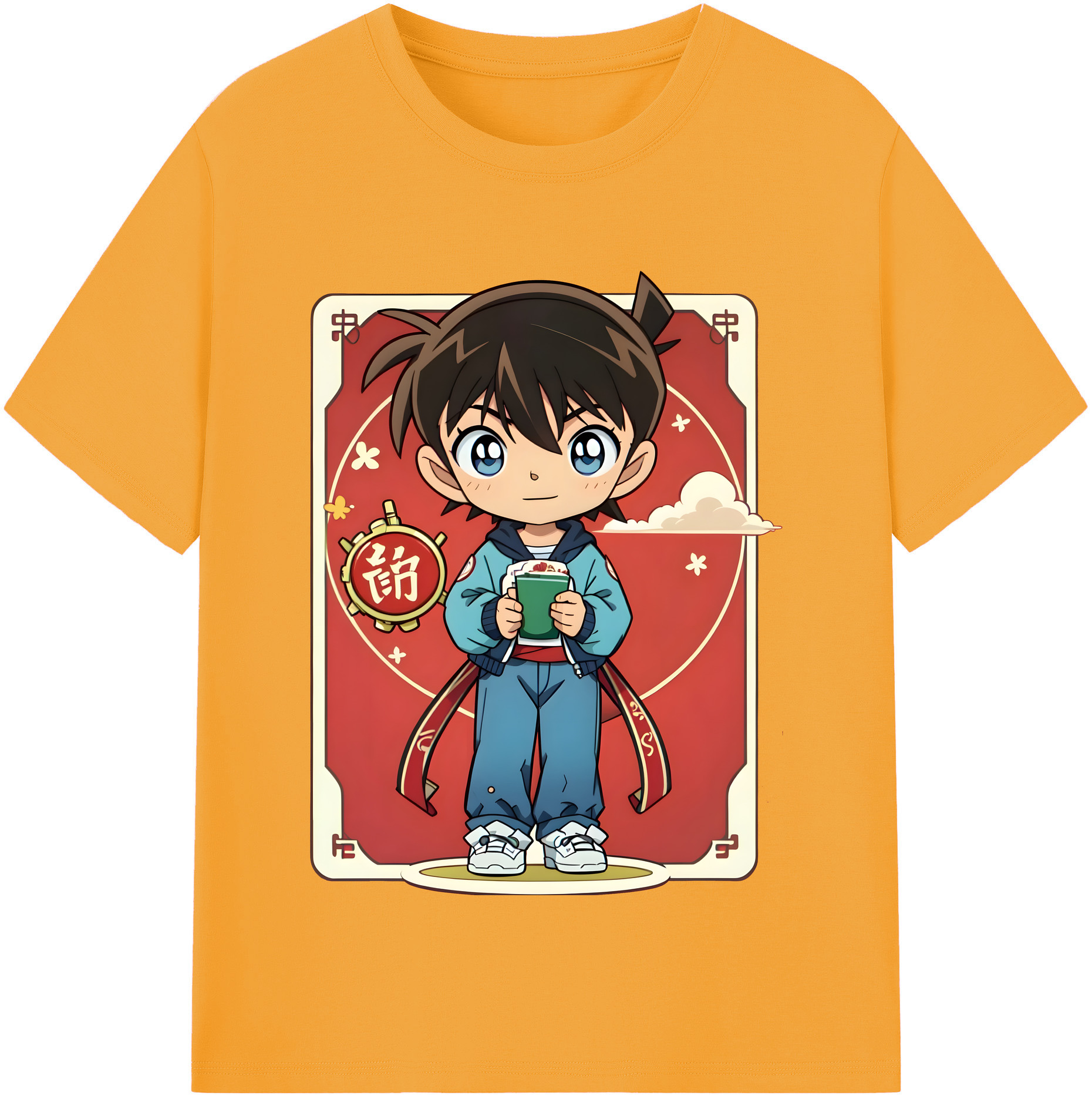 （画像用） 名探偵コナン 江戸川 コナン Detective Conan Conan Edogawa 綿100％半袖Tシャツ（フロントプリント）