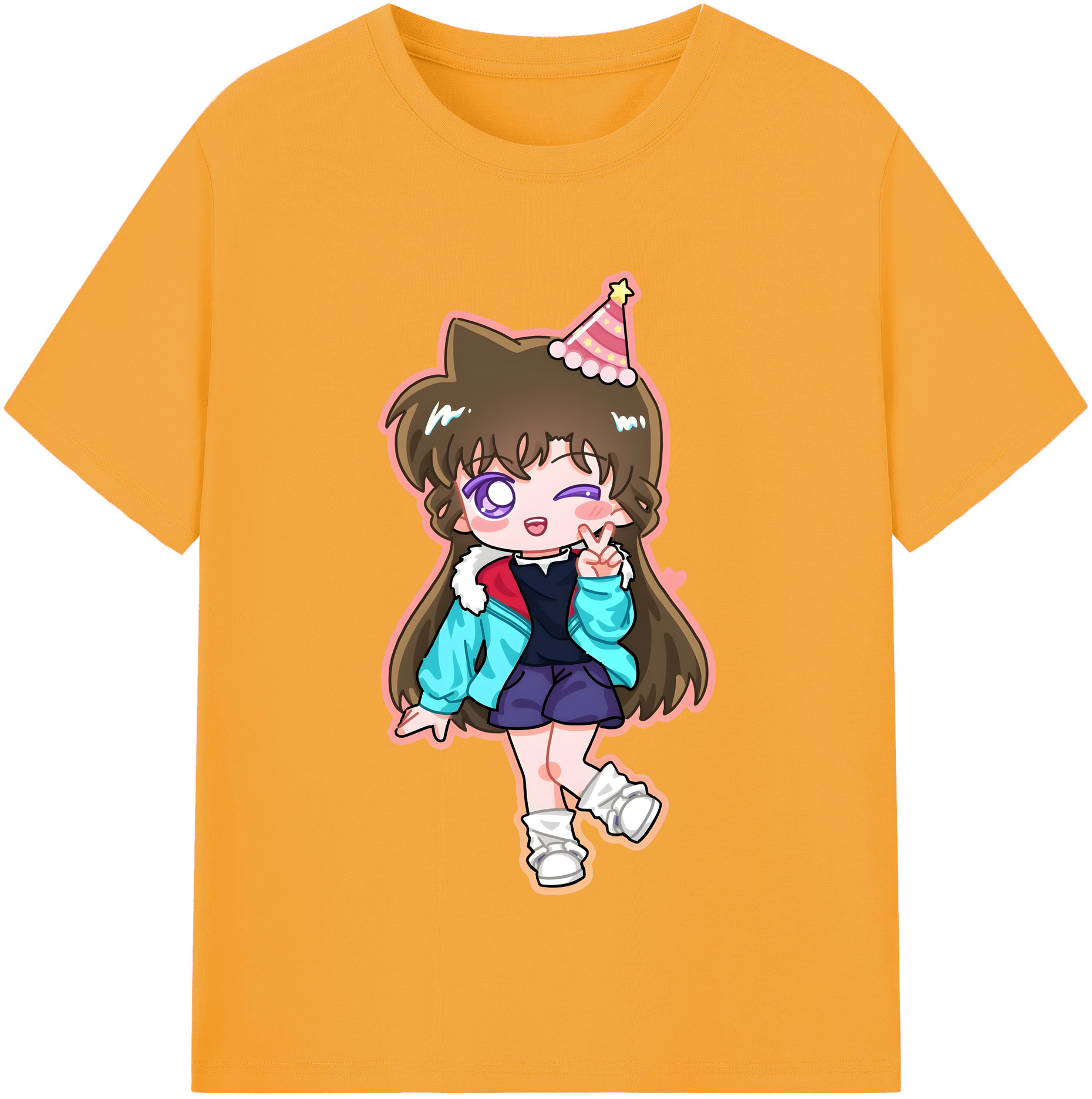 （画像用） 名探偵コナン 毛利 蘭 もうり らん、モーリ ラン Detective Conan Rachel Moore 綿100％半袖Tシャツ（フロントプリント）