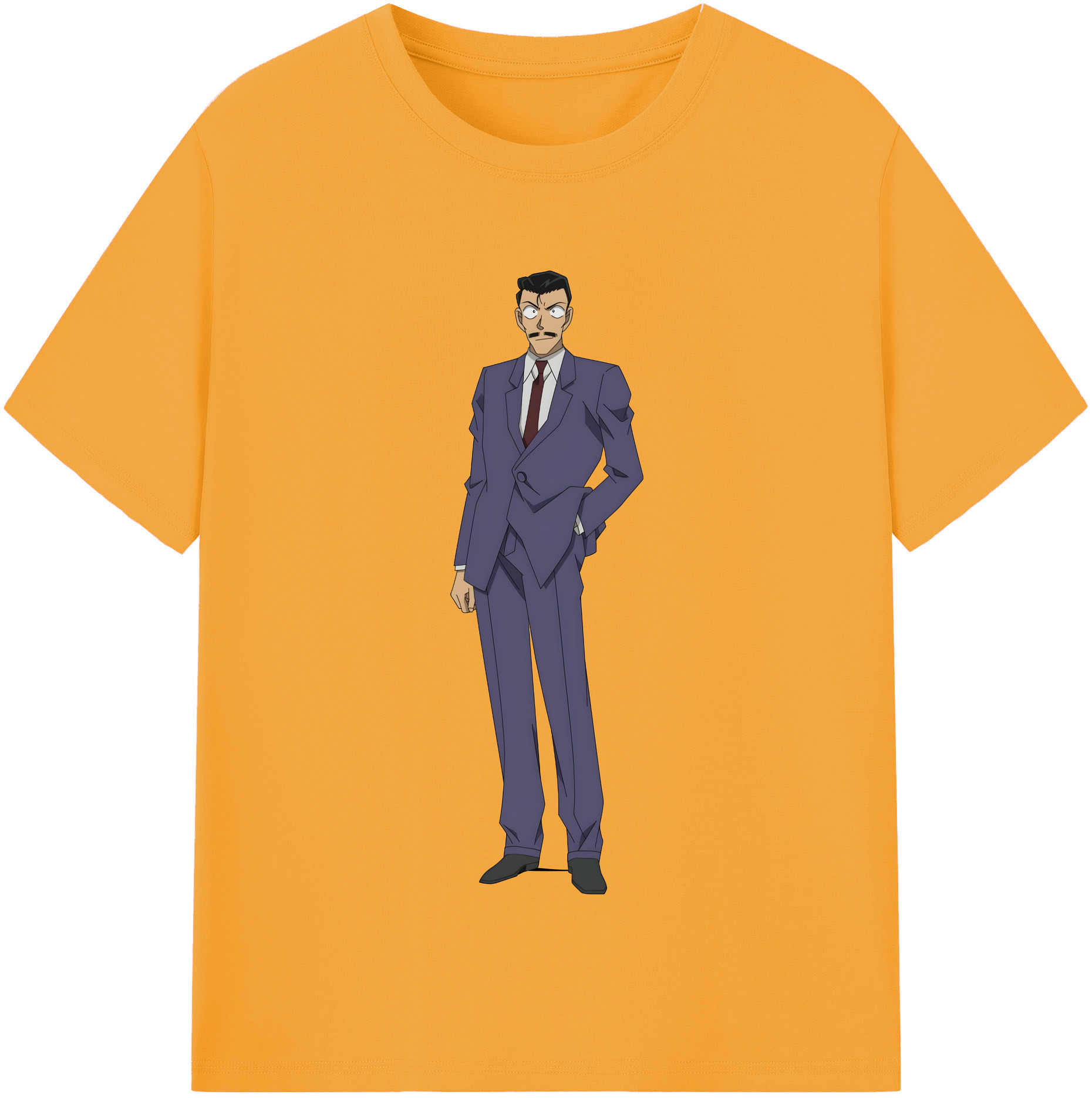 （画像用） 名探偵コナン 毛利 小五郎 もうり こごろう Detective Conan 綿100％半袖Tシャツ（フロントプリント）