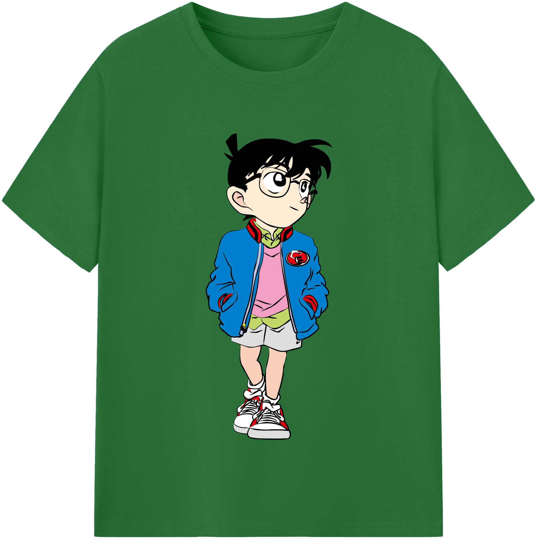 （画像用） 名探偵コナン 江戸川 コナン Detective Conan Conan Edogawa 綿100％半袖Tシャツ（フロントプリント）