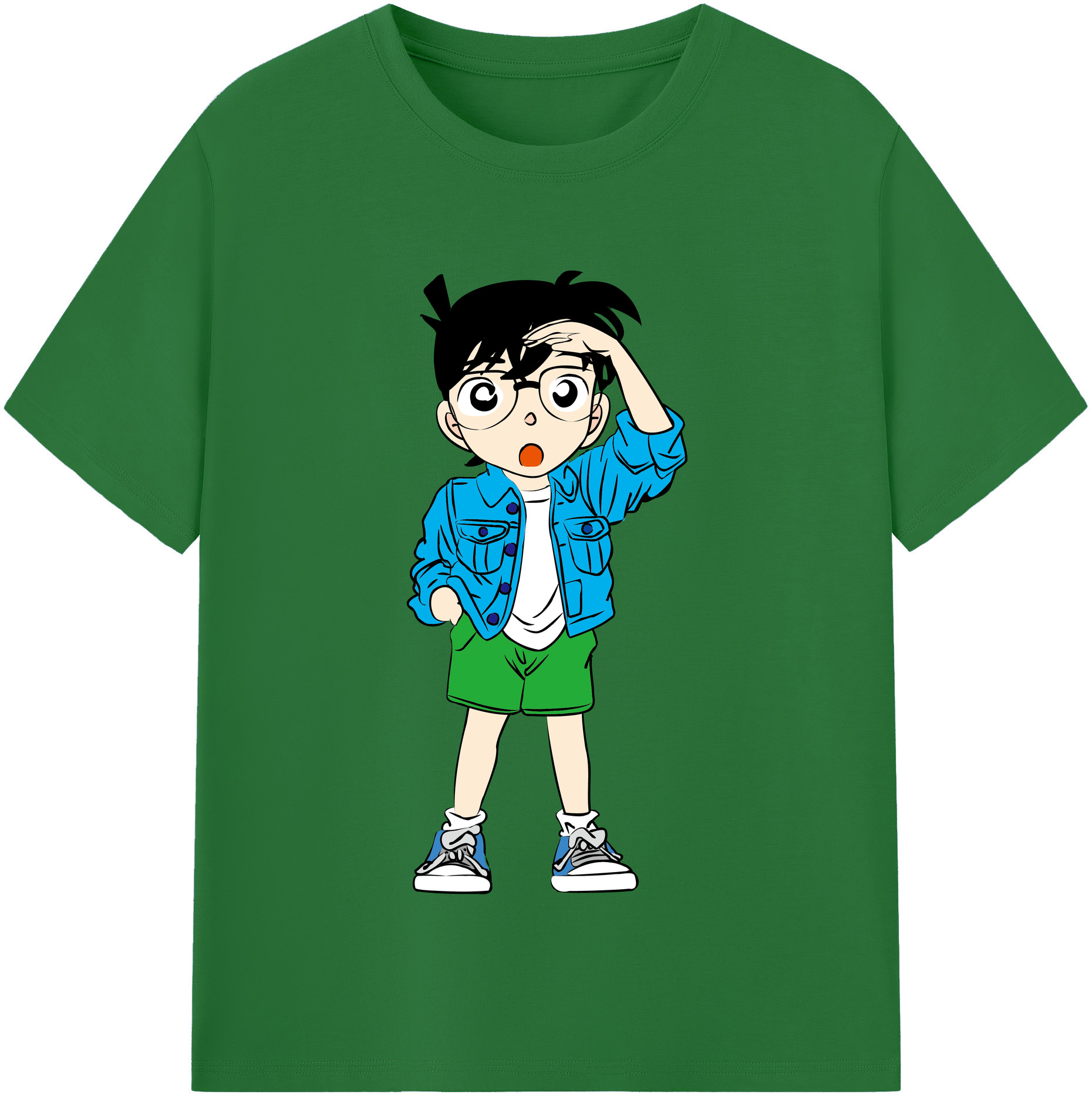 （画像用） 名探偵コナン 江戸川 コナン Detective Conan Conan Edogawa 綿100％半袖Tシャツ（フロントプリント）