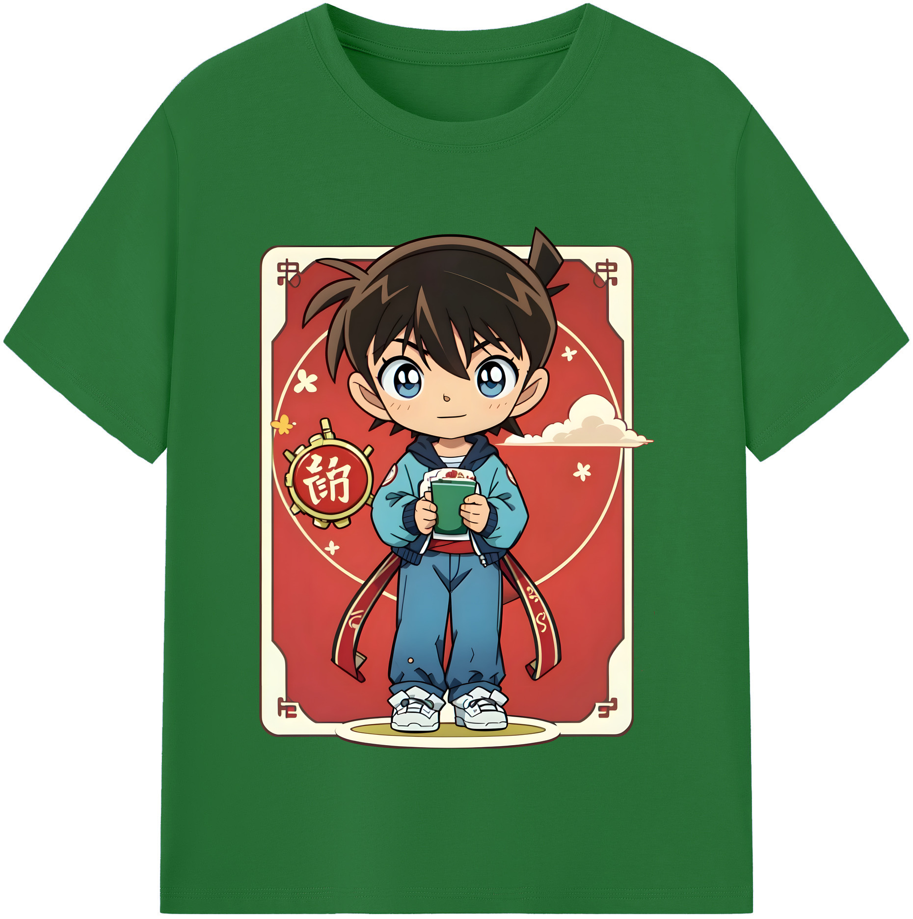（画像用） 名探偵コナン 江戸川 コナン Detective Conan Conan Edogawa 綿100％半袖Tシャツ（フロントプリント）