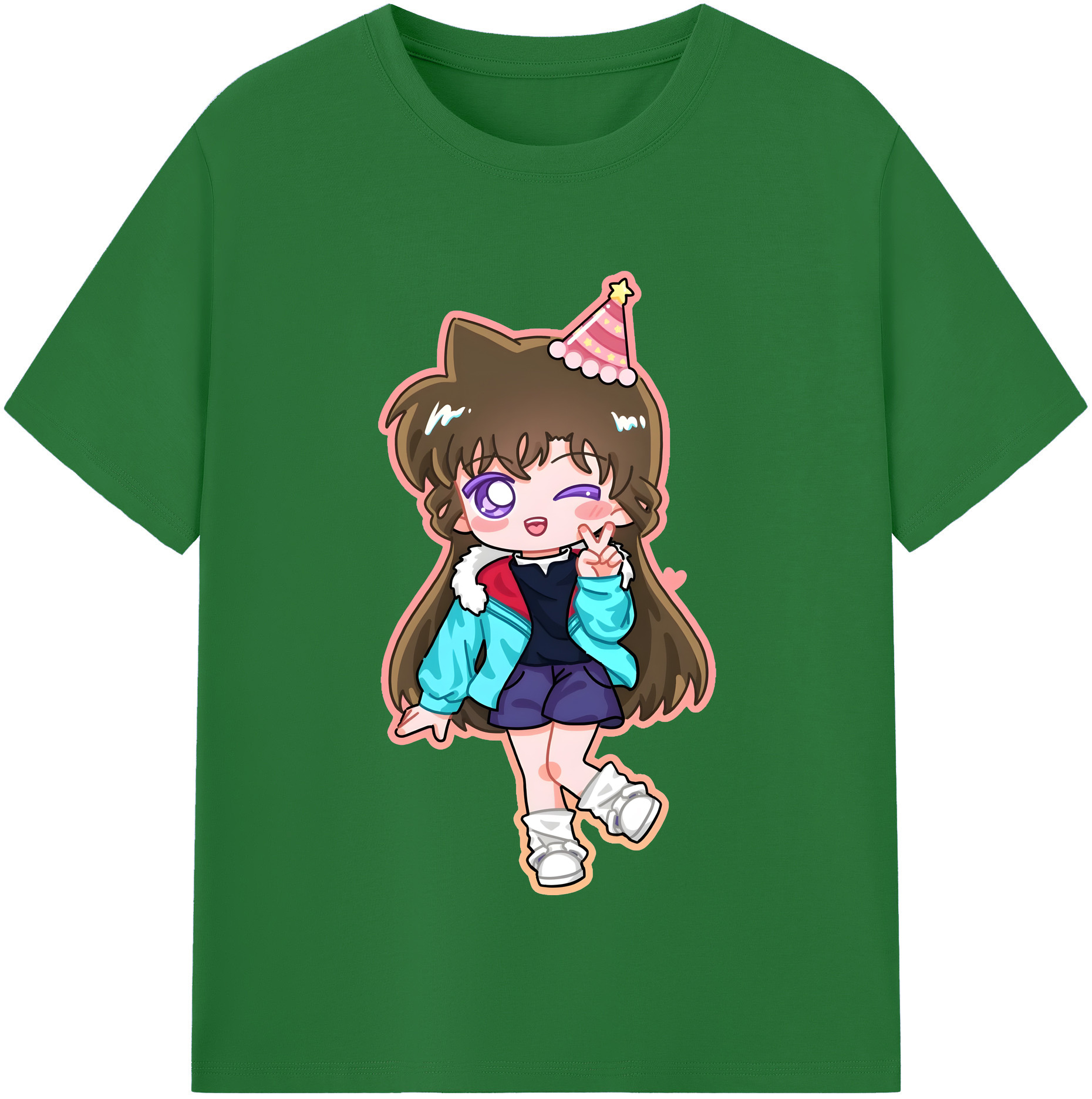（画像用） 名探偵コナン 毛利 蘭 もうり らん、モーリ ラン Detective Conan Rachel Moore 綿100％半袖Tシャツ（フロントプリント）