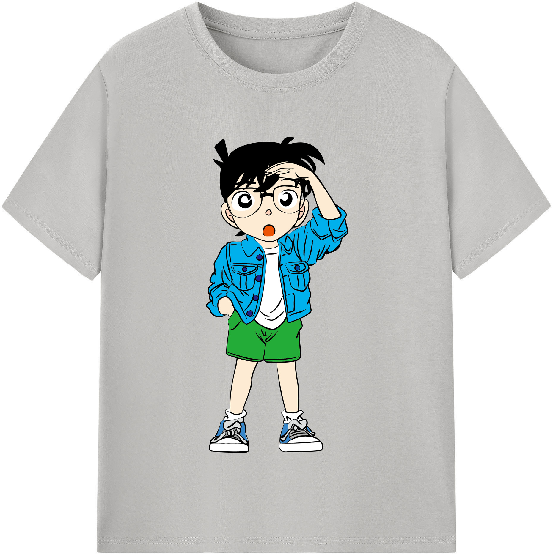 （画像用） 名探偵コナン 江戸川 コナン Detective Conan Conan Edogawa 綿100％半袖Tシャツ（フロントプリント）