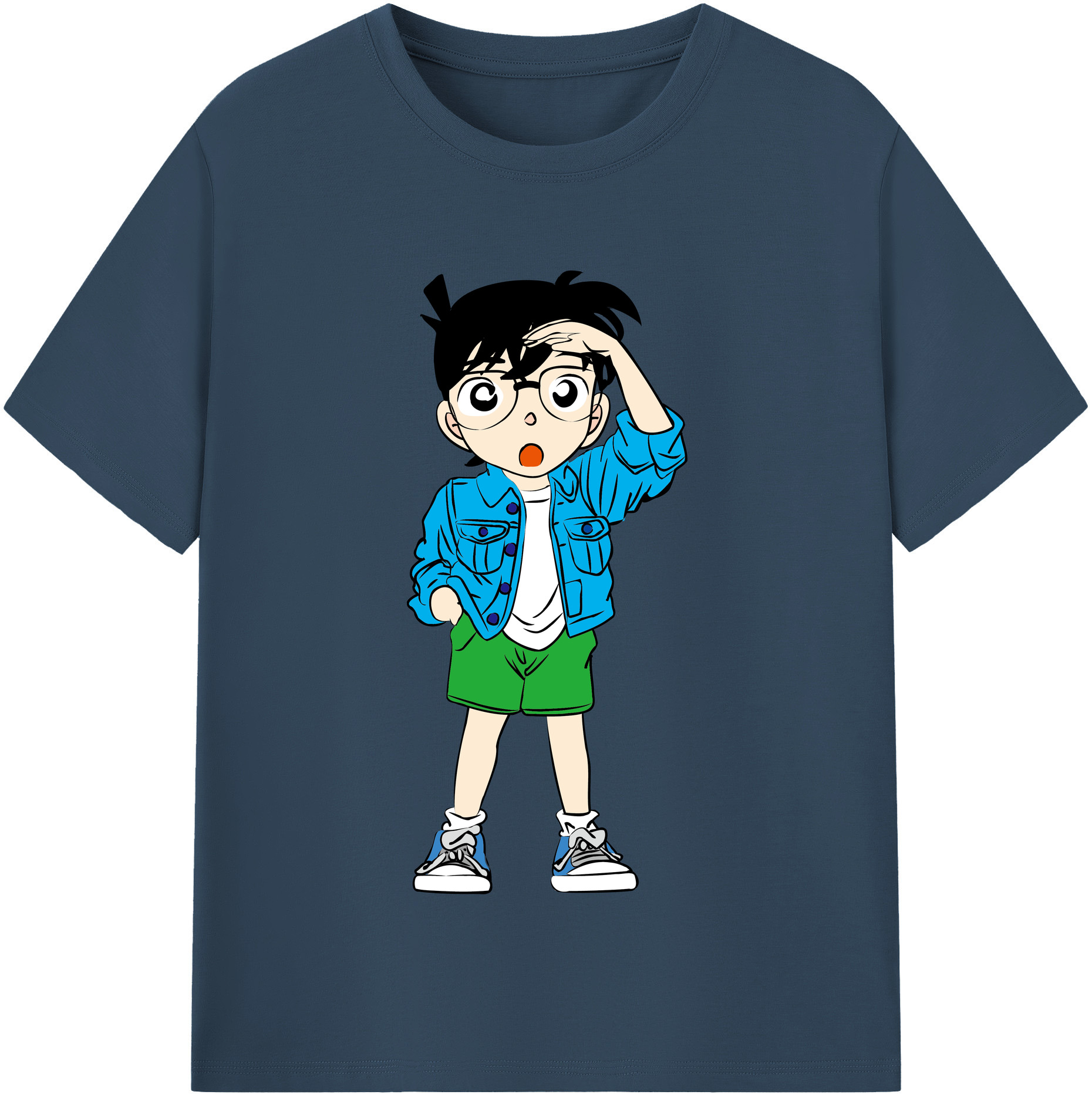 （画像用） 名探偵コナン 江戸川 コナン Detective Conan Conan Edogawa 綿100％半袖Tシャツ（フロントプリント）