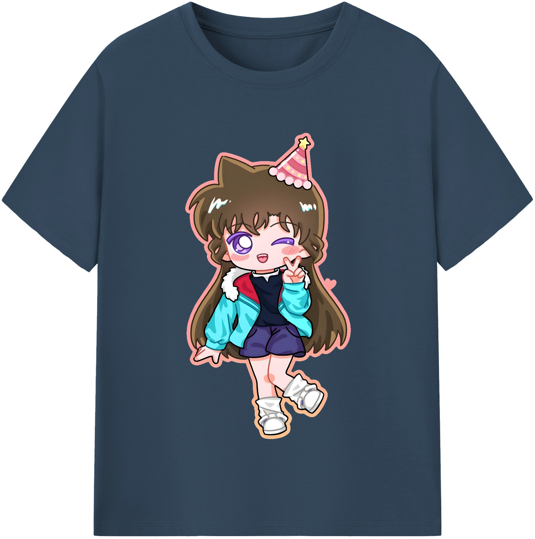 （画像用） 名探偵コナン 毛利 蘭 もうり らん、モーリ ラン Detective Conan Rachel Moore 綿100％半袖Tシャツ（フロントプリント）