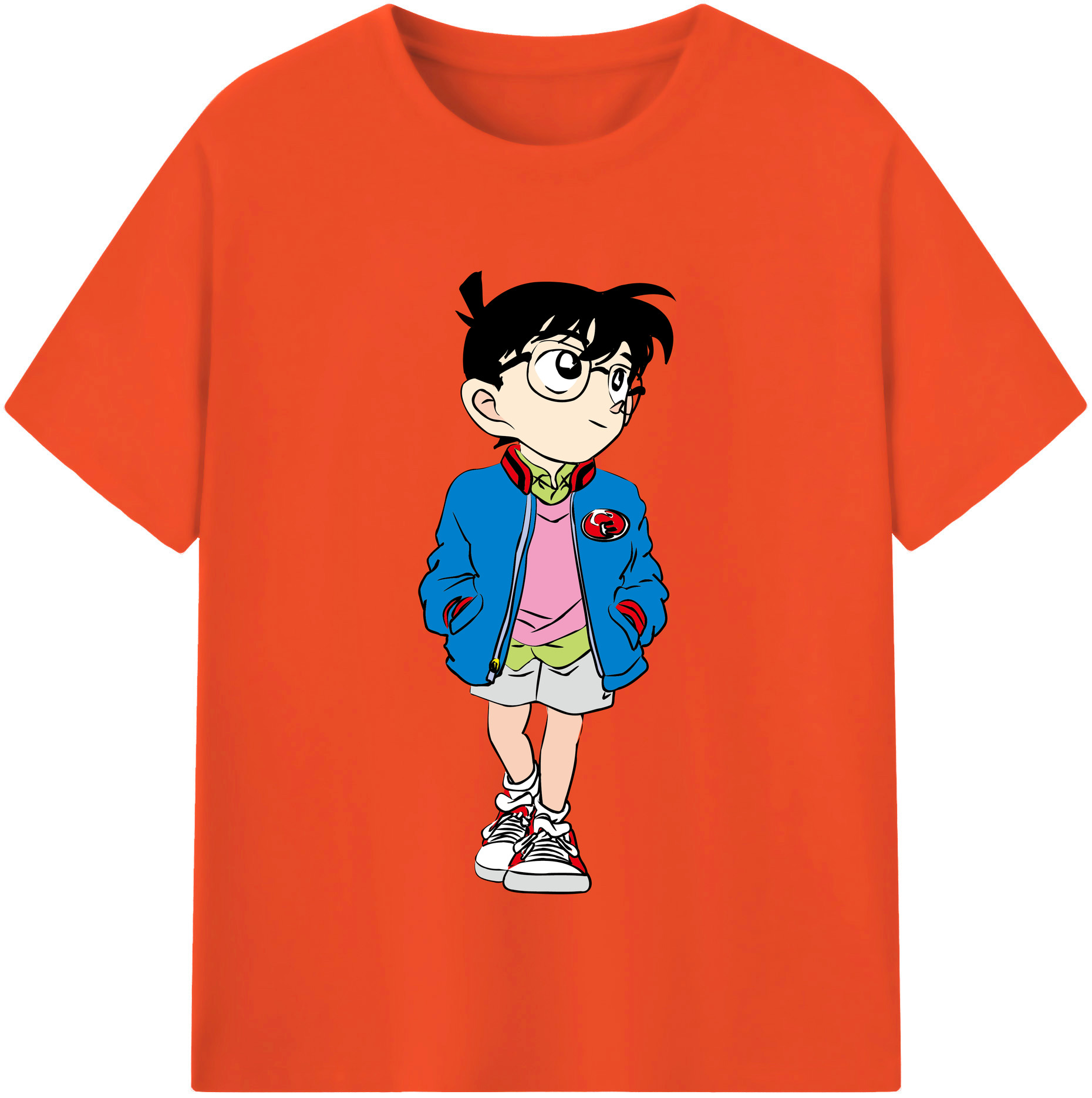 （画像用） 名探偵コナン 江戸川 コナン Detective Conan Conan Edogawa 綿100％半袖Tシャツ（フロントプリント）