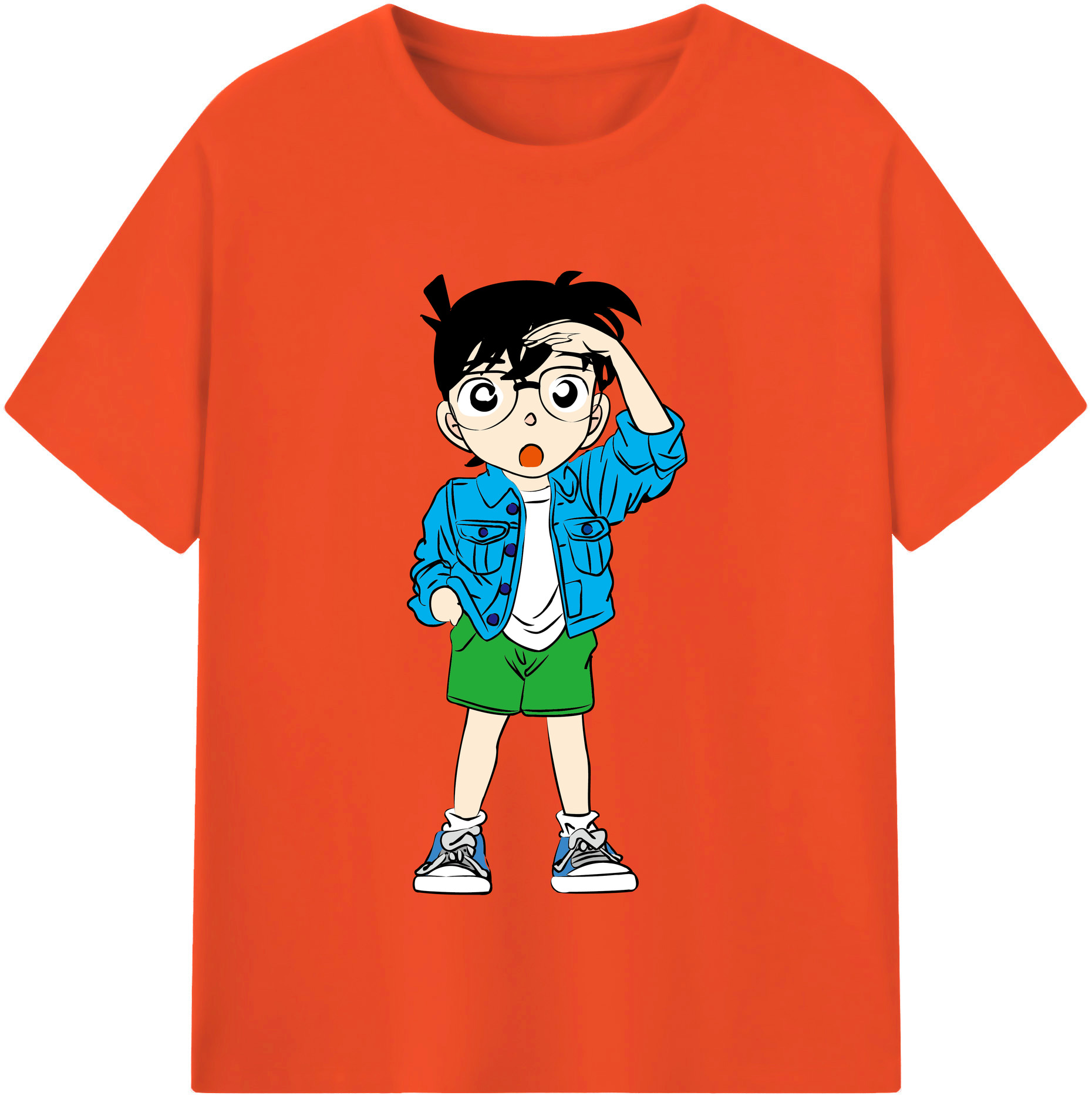 （画像用） 名探偵コナン 江戸川 コナン Detective Conan Conan Edogawa 綿100％半袖Tシャツ（フロントプリント）