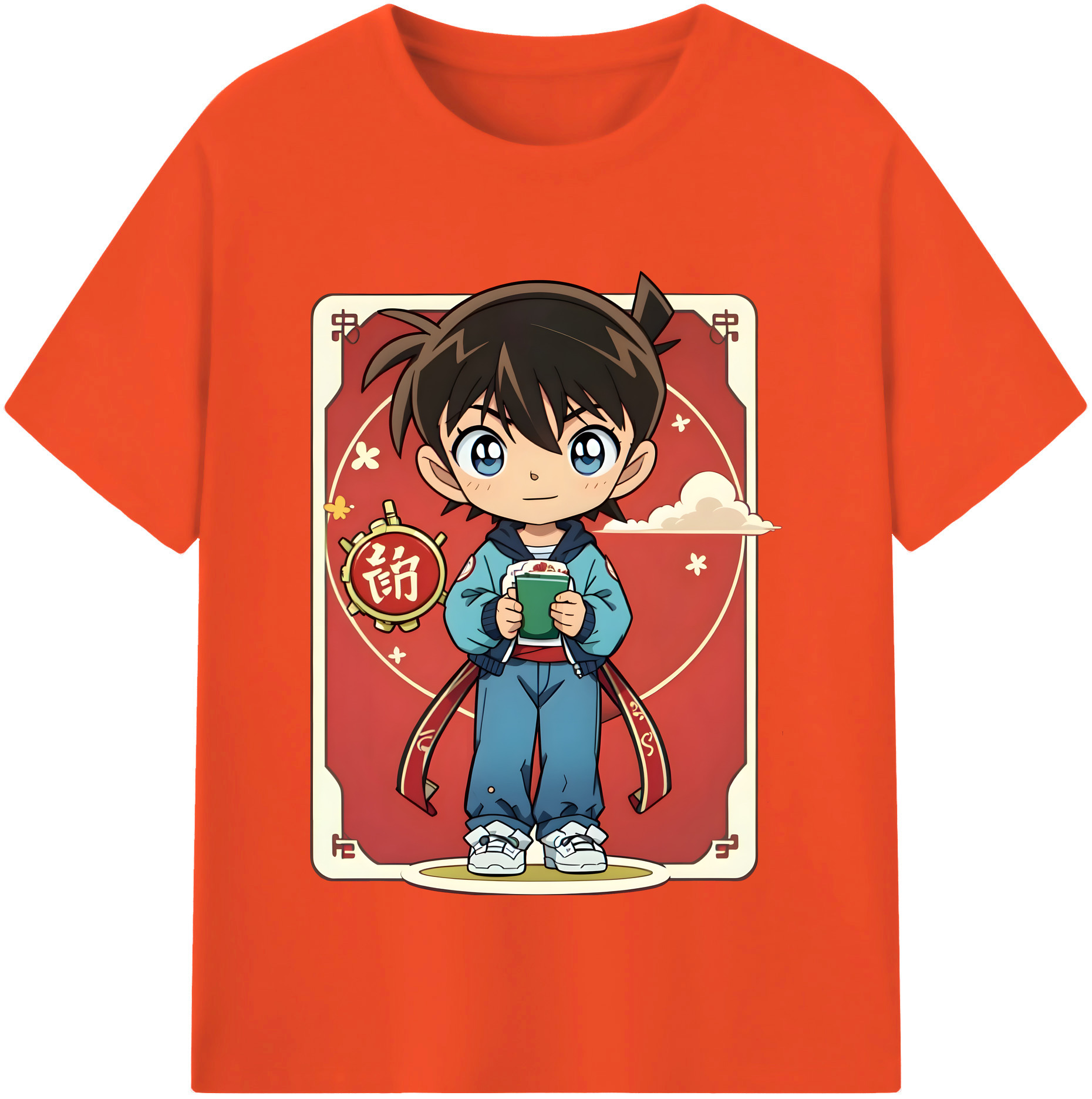（画像用） 名探偵コナン 江戸川 コナン Detective Conan Conan Edogawa 綿100％半袖Tシャツ（フロントプリント）