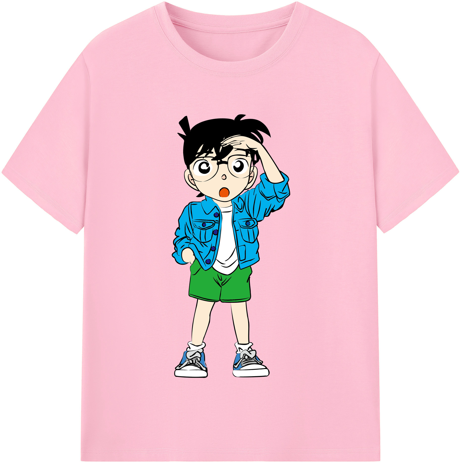 （画像用） 名探偵コナン 江戸川 コナン Detective Conan Conan Edogawa 綿100％半袖Tシャツ（フロントプリント）