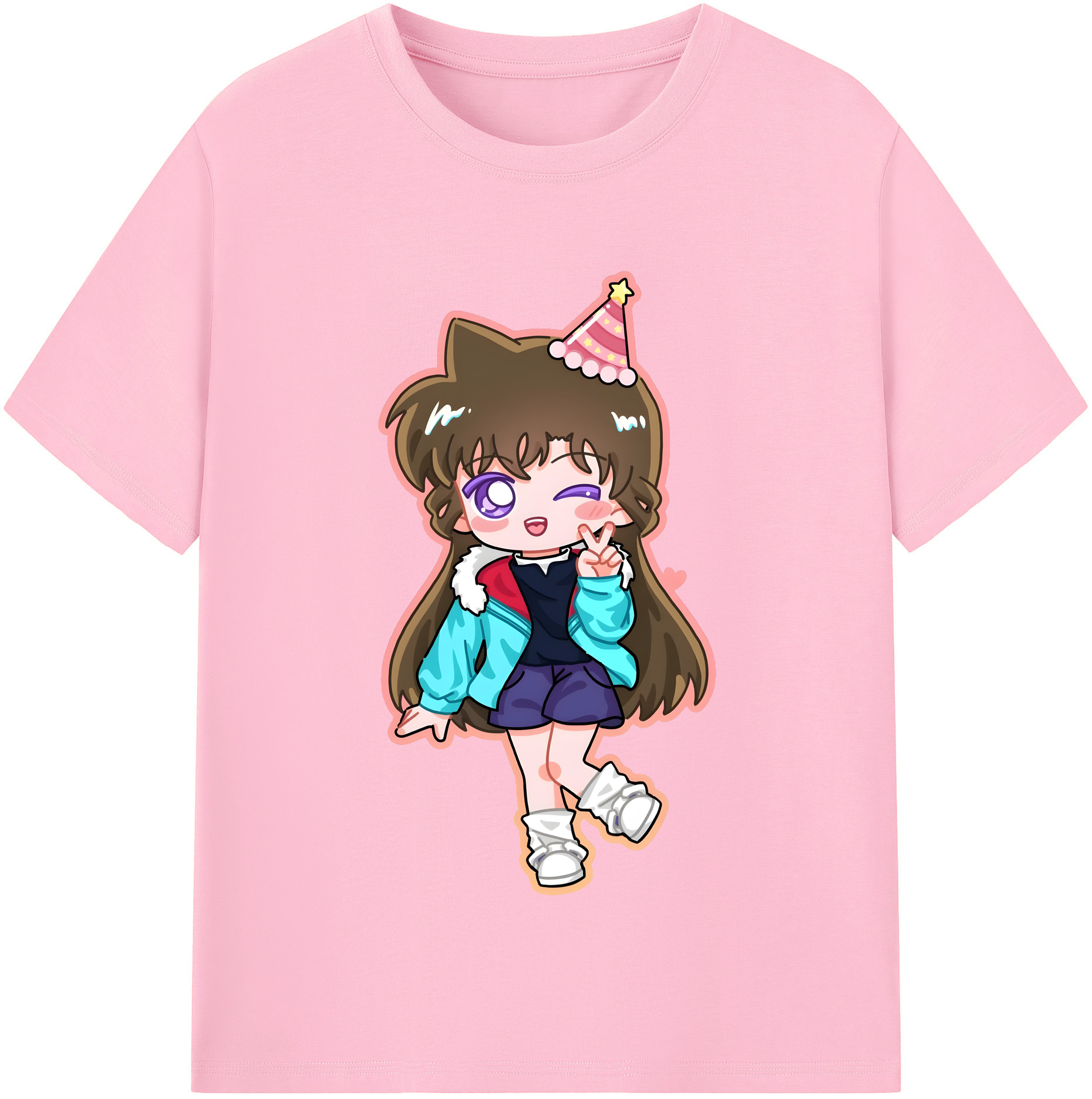 （画像用） 名探偵コナン 毛利 蘭 もうり らん、モーリ ラン Detective Conan Rachel Moore 綿100％半袖Tシャツ（フロントプリント）