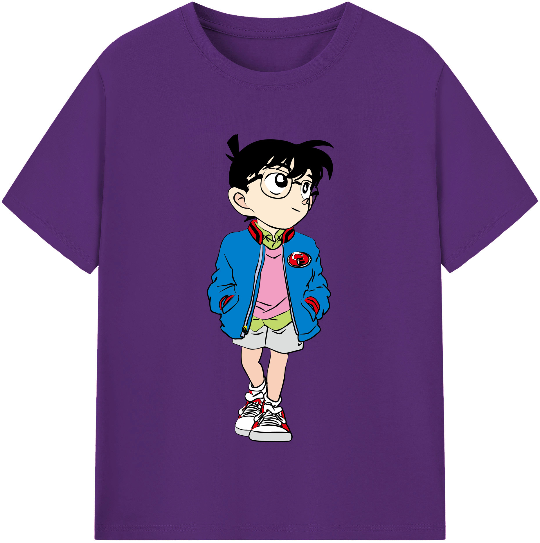 （画像用） 名探偵コナン 江戸川 コナン Detective Conan Conan Edogawa 綿100％半袖Tシャツ（フロントプリント）