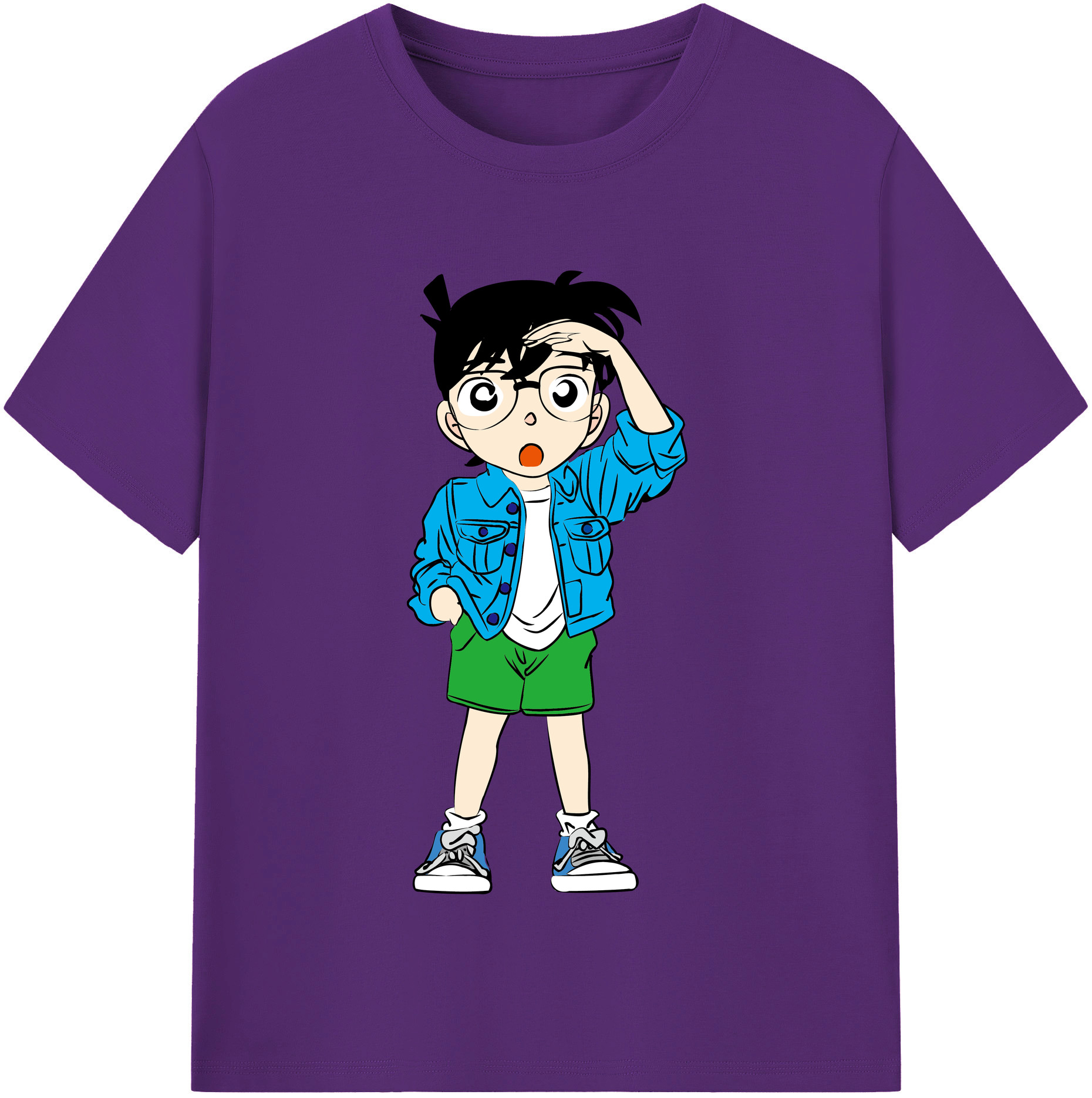 （画像用） 名探偵コナン 江戸川 コナン Detective Conan Conan Edogawa 綿100％半袖Tシャツ（フロントプリント）