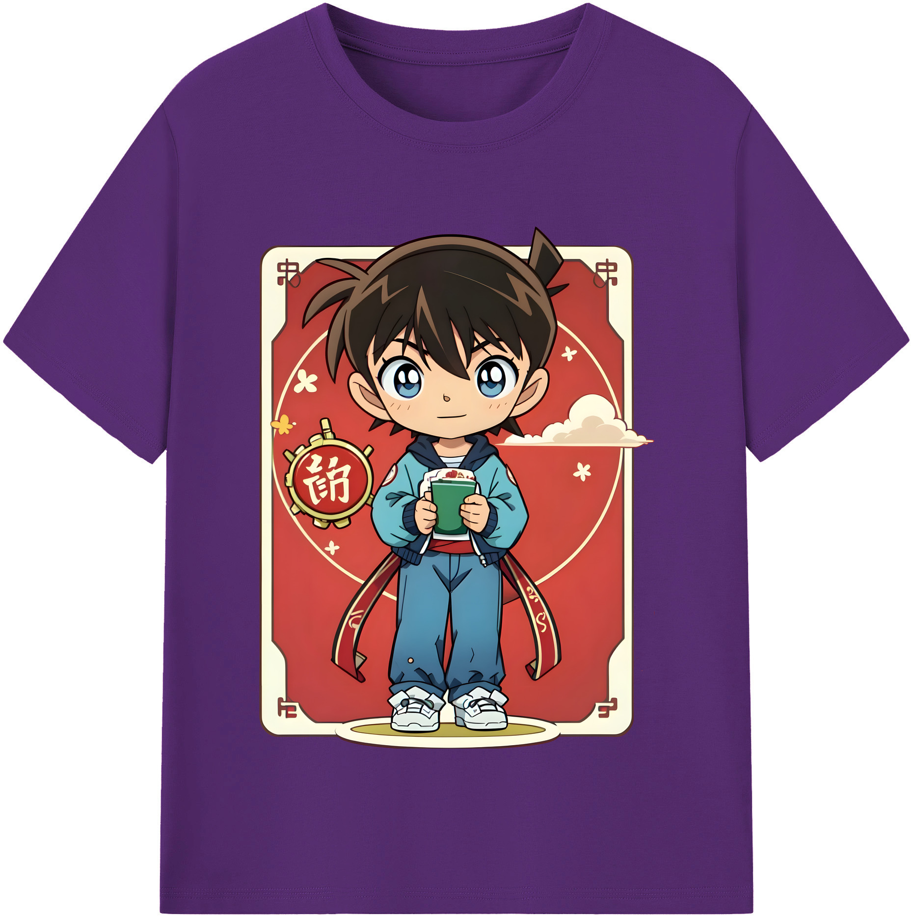 （画像用） 名探偵コナン 江戸川 コナン Detective Conan Conan Edogawa 綿100％半袖Tシャツ（フロントプリント）
