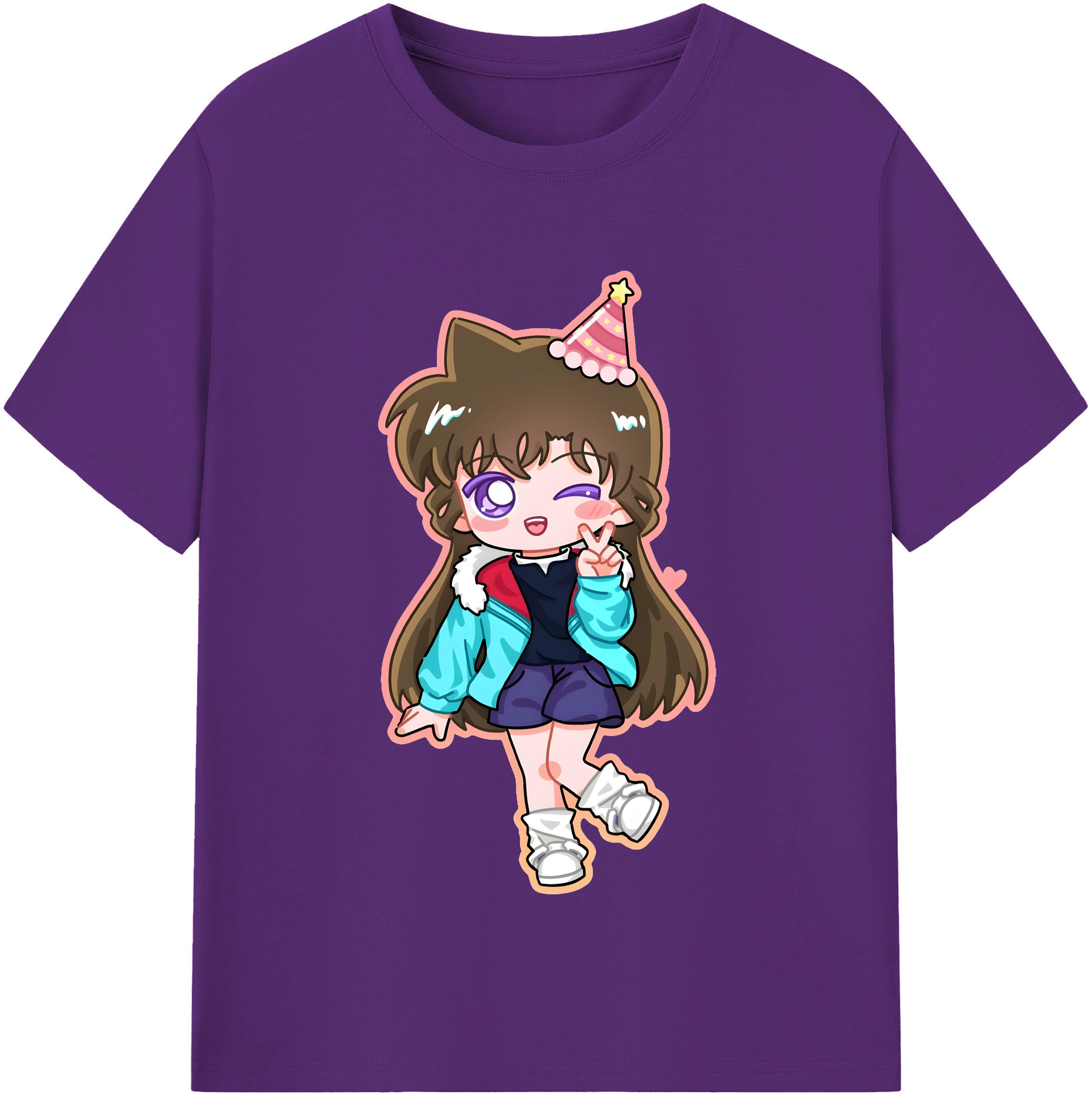 （画像用） 名探偵コナン 毛利 蘭 もうり らん、モーリ ラン Detective Conan Rachel Moore 綿100％半袖Tシャツ（フロントプリント）