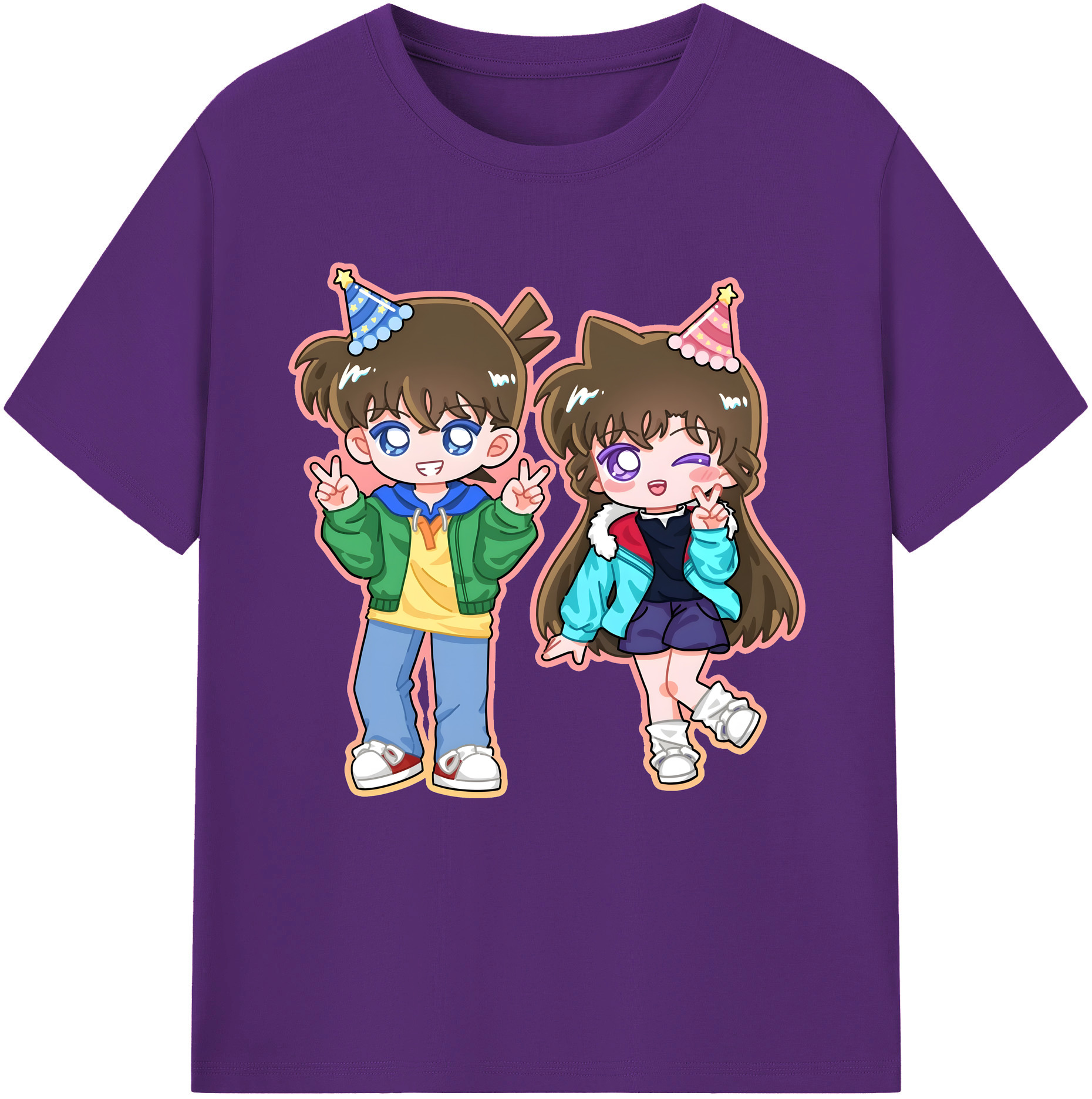 （画像用） 名探偵コナン 毛利 蘭 もうり らん、モーリ ラン Detective Conan Rachel Moore 綿100％半袖Tシャツ（フロントプリント）