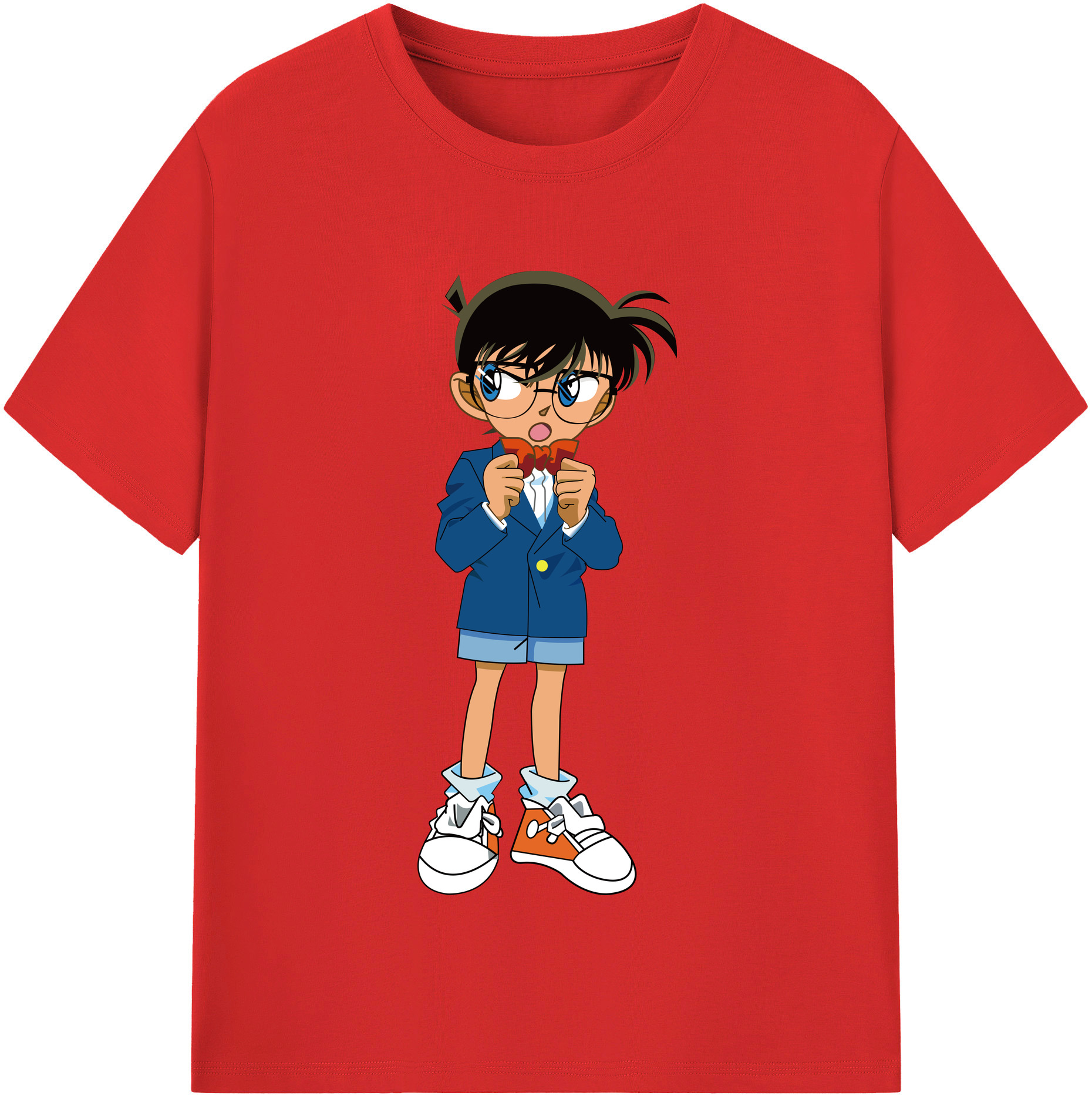 （画像用） 名探偵コナン 江戸川 コナン Detective Conan Conan Edogawa 綿100％半袖Tシャツ（フロントプリント）