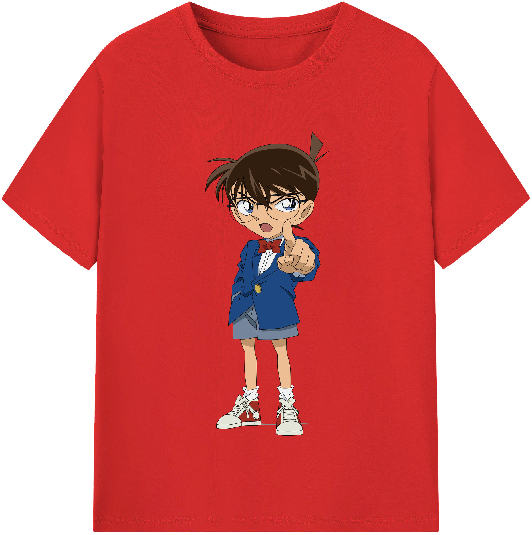 （画像用） 名探偵コナン 江戸川 コナン Detective Conan Conan Edogawa 綿100％半袖Tシャツ（フロントプリント）