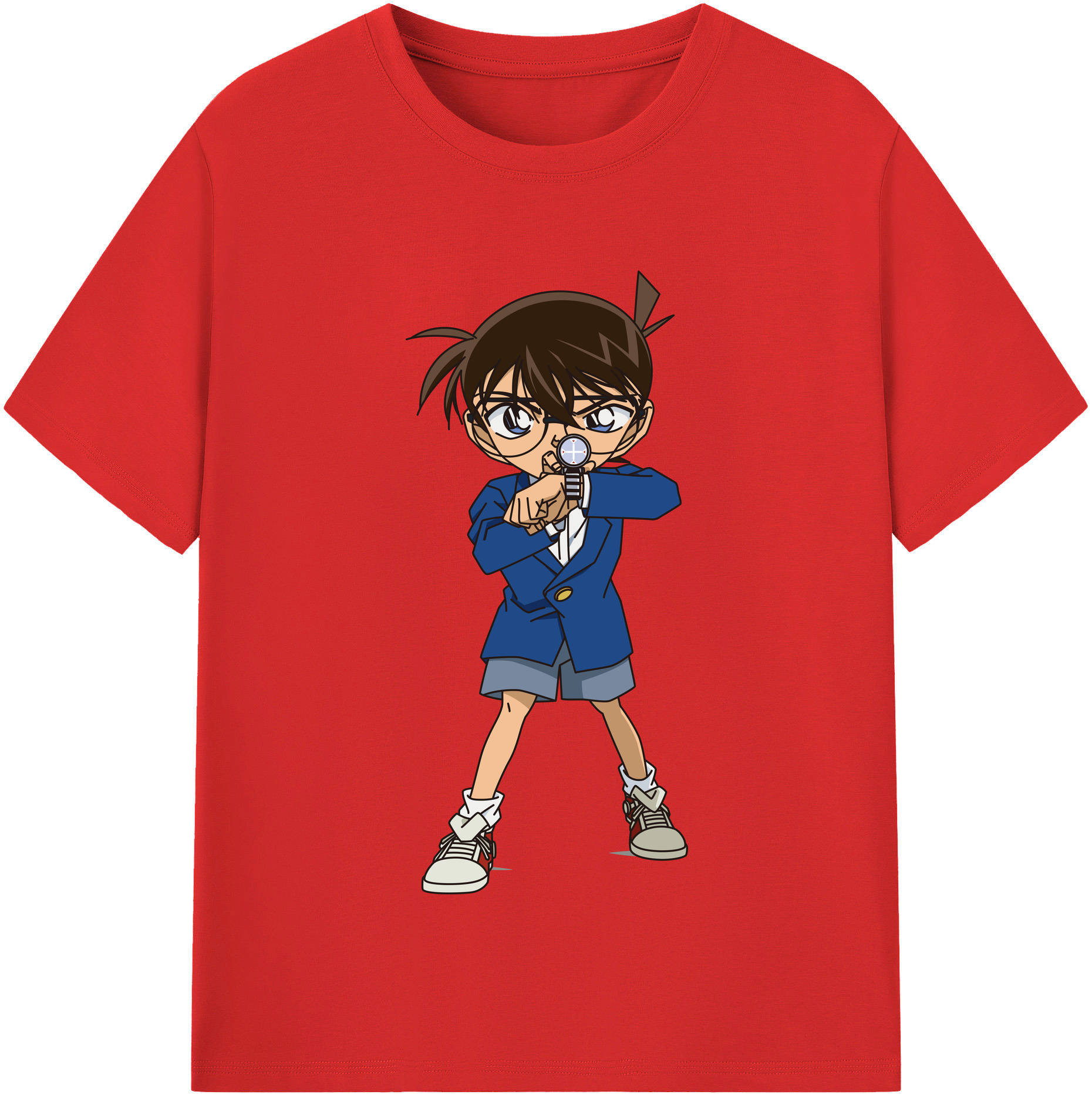 （画像用） 名探偵コナン 江戸川 コナン Detective Conan Conan Edogawa 綿100％半袖Tシャツ（フロントプリント）