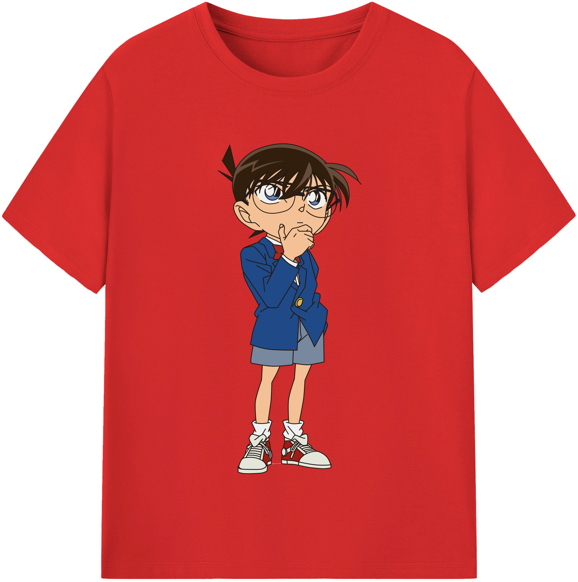 （画像用） 名探偵コナン 江戸川 コナン Detective Conan Conan Edogawa 綿100％半袖Tシャツ（フロントプリント）