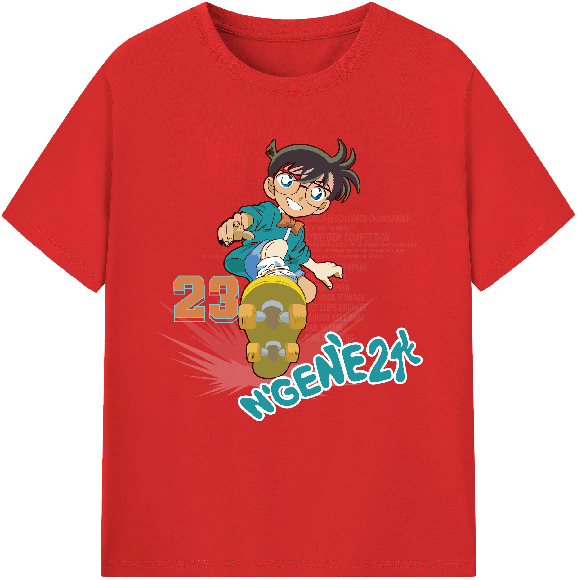 （画像用） 名探偵コナン 江戸川 コナン Detective Conan Conan Edogawa 綿100％半袖Tシャツ（フロントプリント）