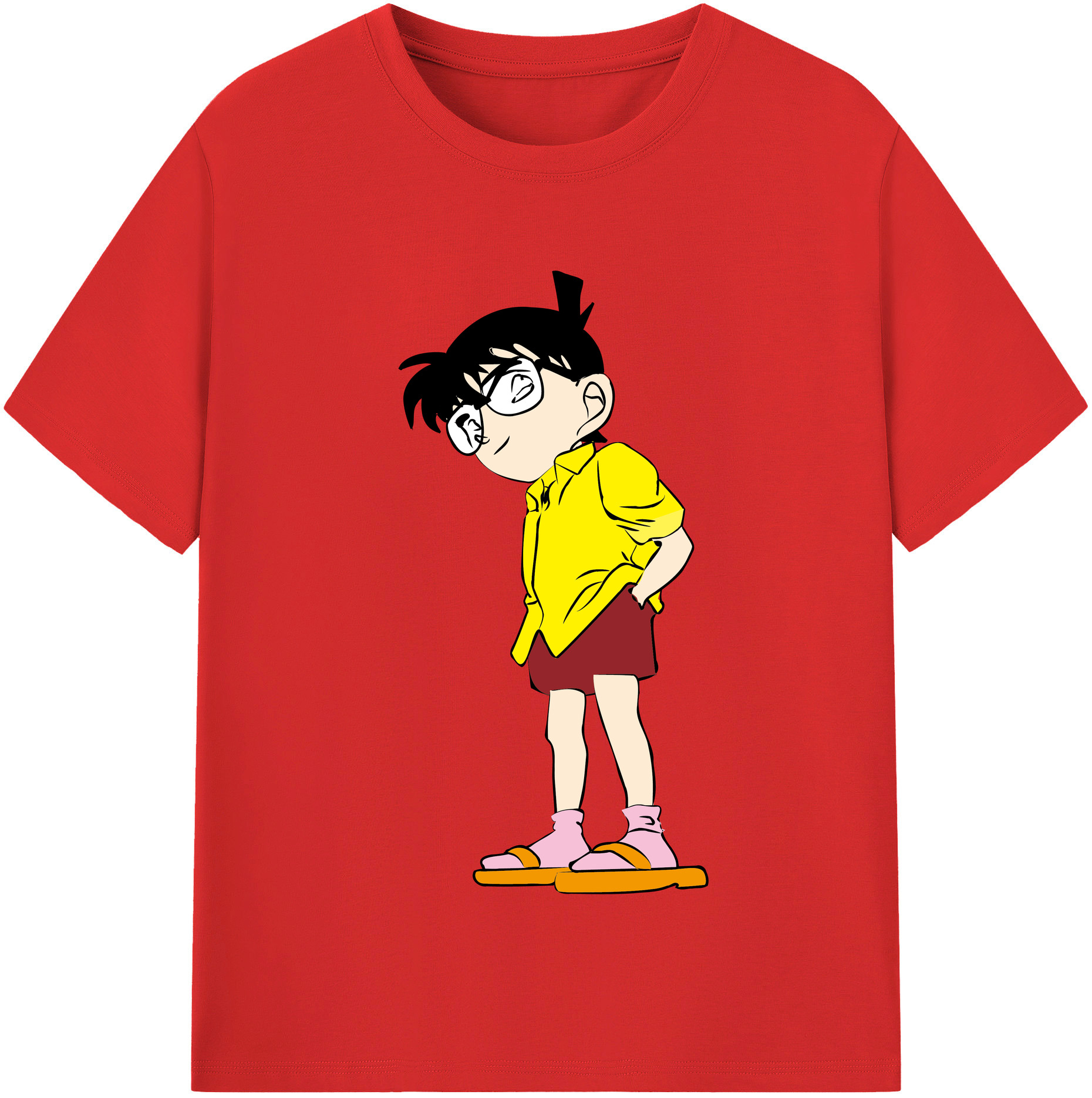 （画像用） 名探偵コナン 江戸川 コナン Detective Conan Conan Edogawa 綿100％半袖Tシャツ（フロントプリント）