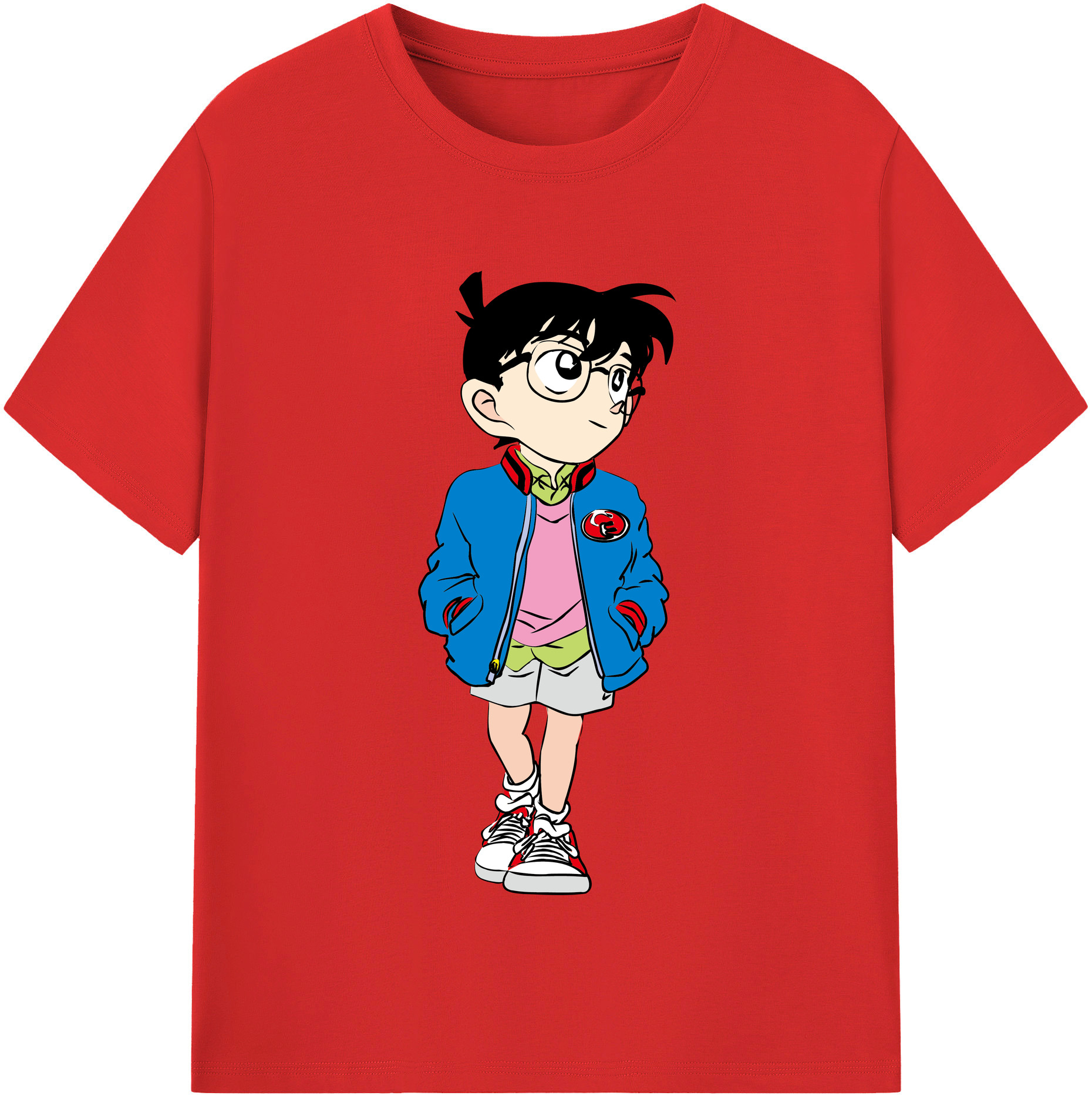 （画像用） 名探偵コナン 江戸川 コナン Detective Conan Conan Edogawa 綿100％半袖Tシャツ（フロントプリント）
