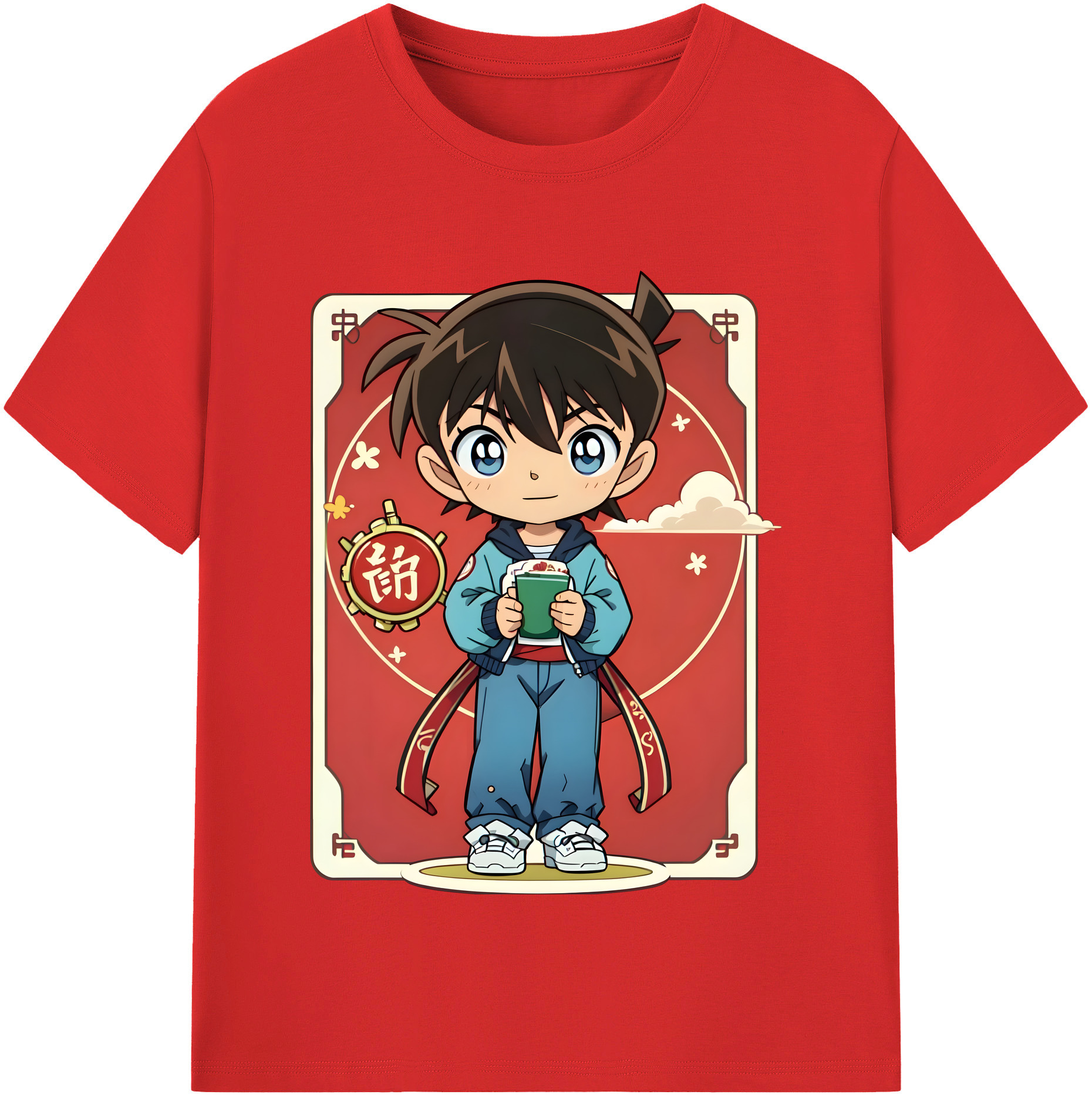 （画像用） 名探偵コナン 江戸川 コナン Detective Conan Conan Edogawa 綿100％半袖Tシャツ（フロントプリント）