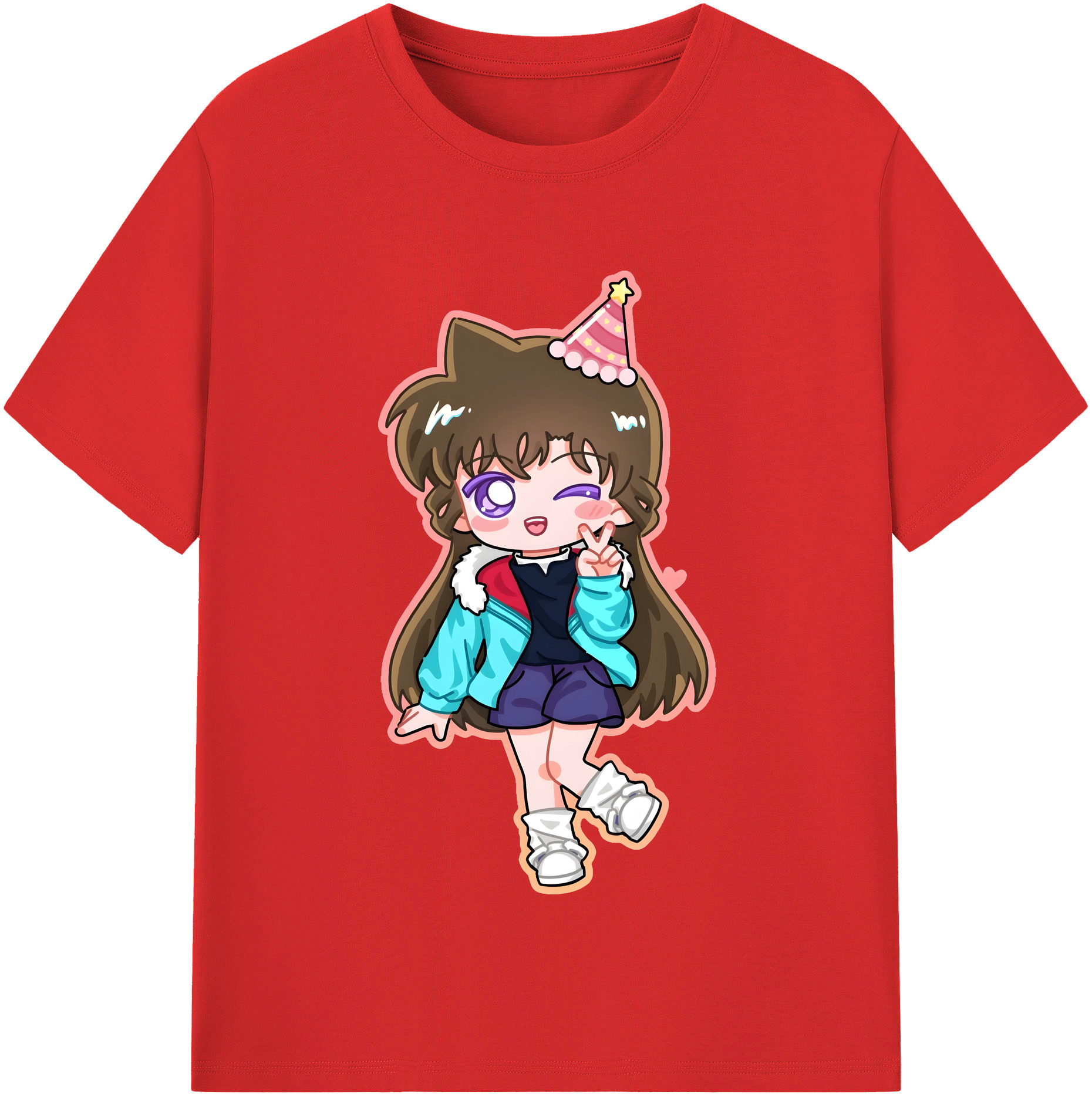 （画像用） 名探偵コナン 毛利 蘭 もうり らん、モーリ ラン Detective Conan Rachel Moore 綿100％半袖Tシャツ（フロントプリント）