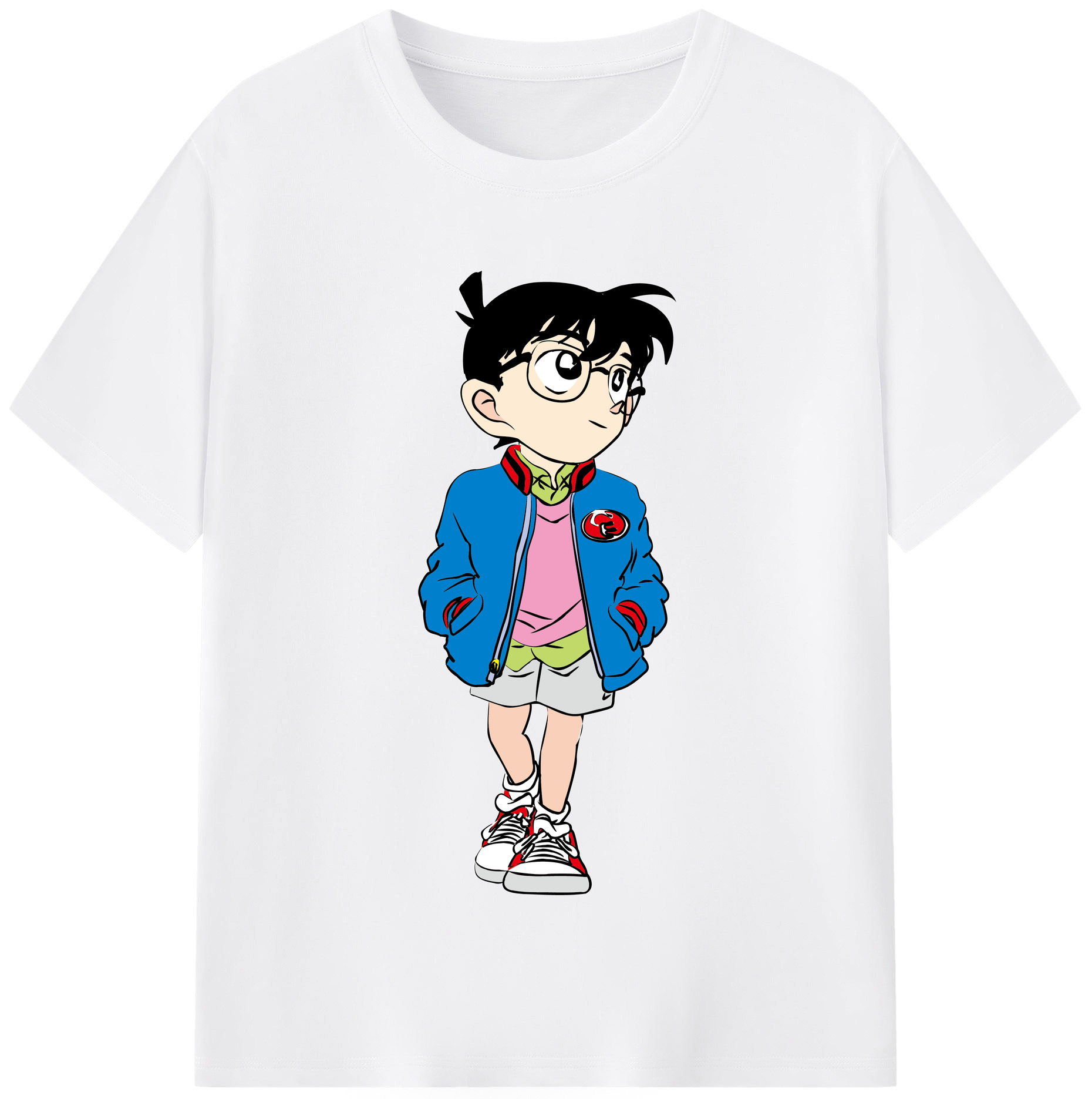 （画像用） 名探偵コナン 江戸川 コナン Detective Conan Conan Edogawa 綿100％半袖Tシャツ（フロントプリント）