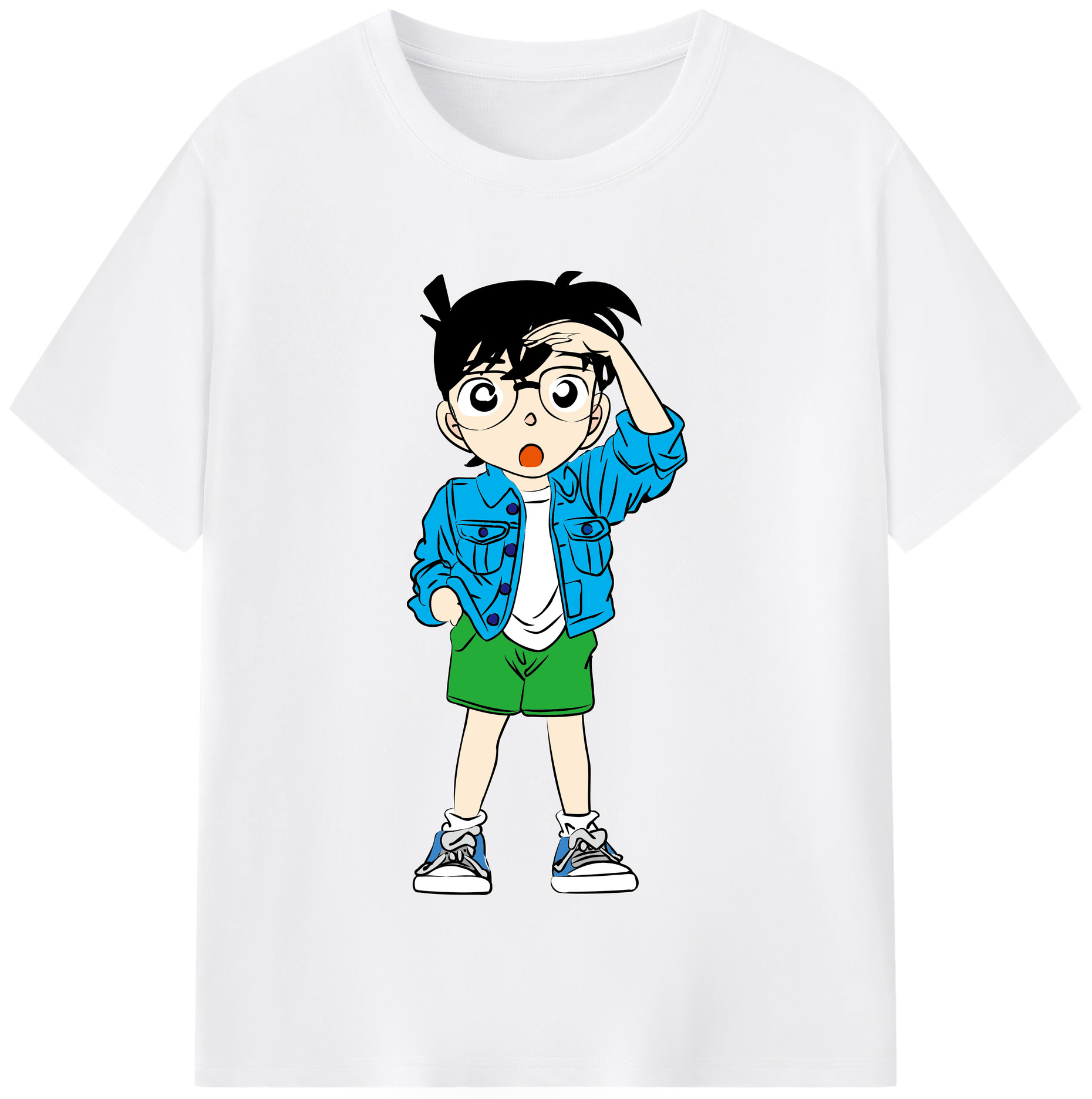 （画像用） 名探偵コナン 江戸川 コナン Detective Conan Conan Edogawa 綿100％半袖Tシャツ（フロントプリント）