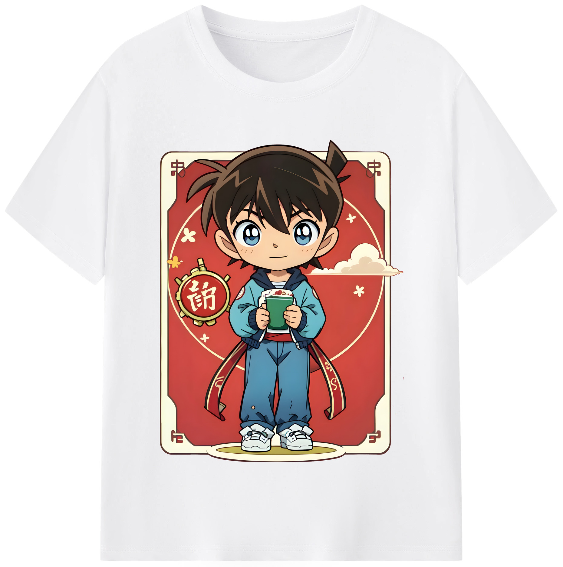 （画像用） 名探偵コナン 江戸川 コナン Detective Conan Conan Edogawa 綿100％半袖Tシャツ（フロントプリント）