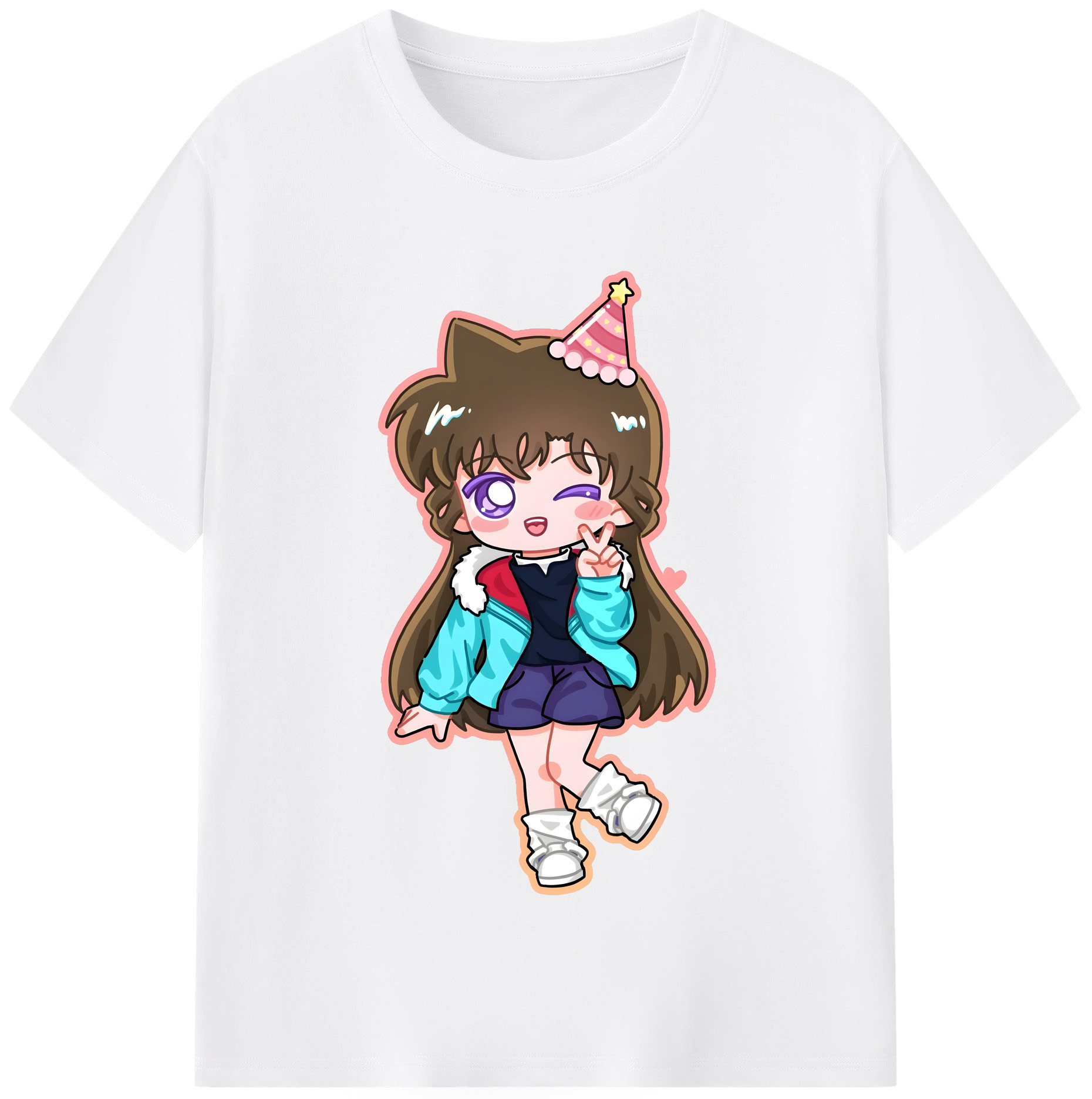 （画像用） 名探偵コナン 毛利 蘭 もうり らん、モーリ ラン Detective Conan Rachel Moore 綿100％半袖Tシャツ（フロントプリント）