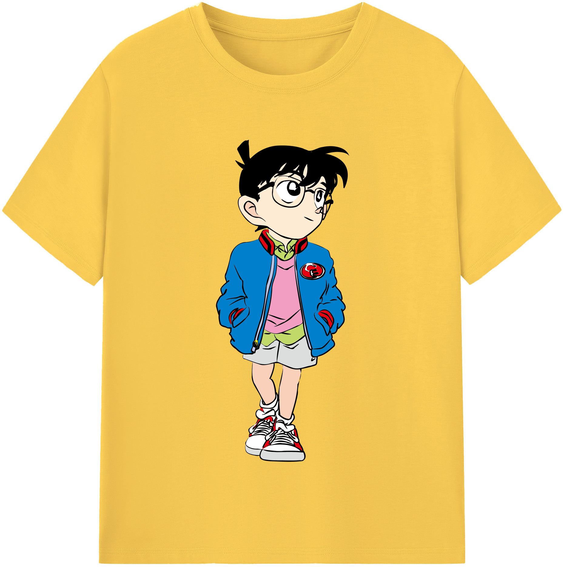 （画像用） 名探偵コナン 江戸川 コナン Detective Conan Conan Edogawa 綿100％半袖Tシャツ（フロントプリント）